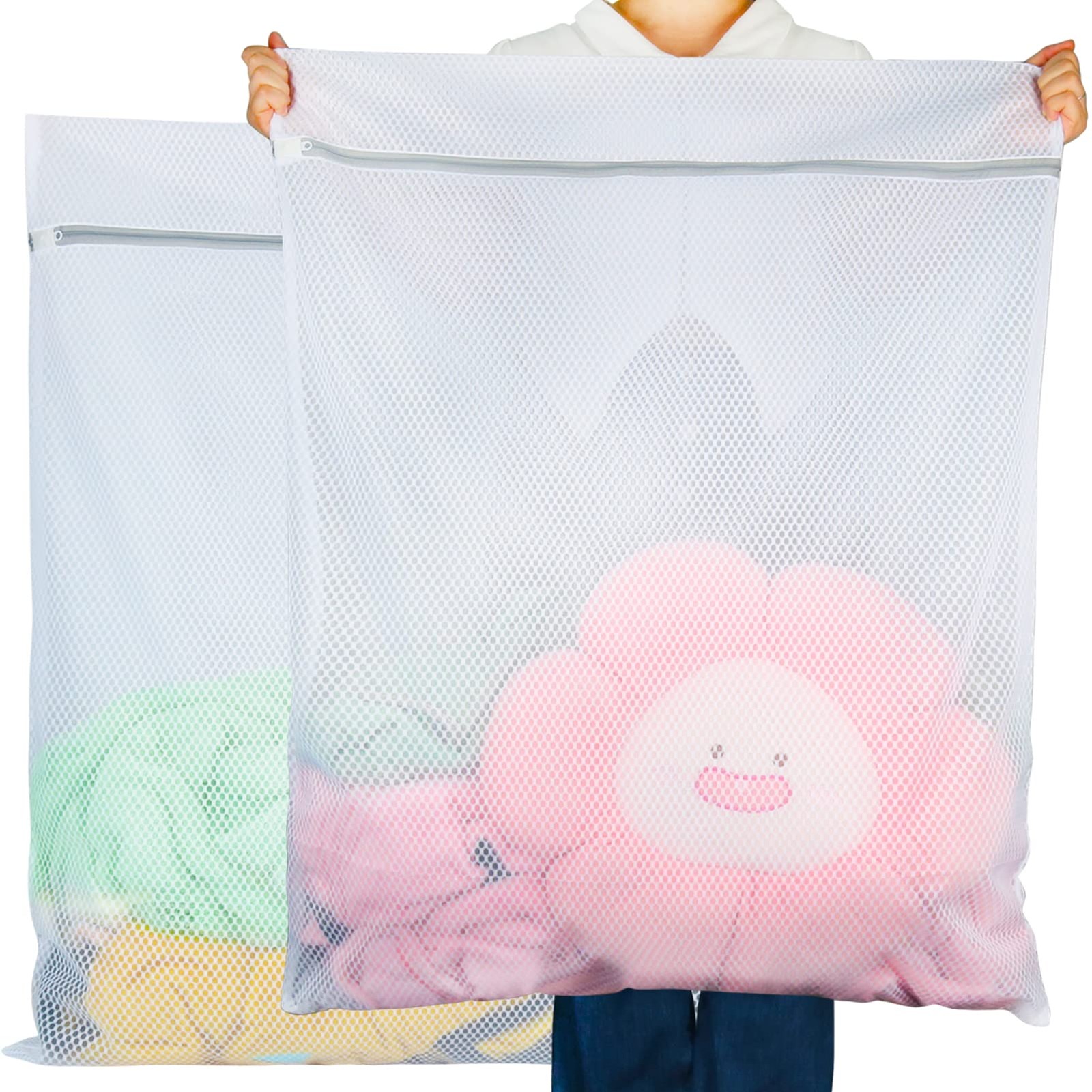 Vivifying Extra Large Mesh Laundry Bag, 2 Pack XXL 2XXL(27″ x 35″), White