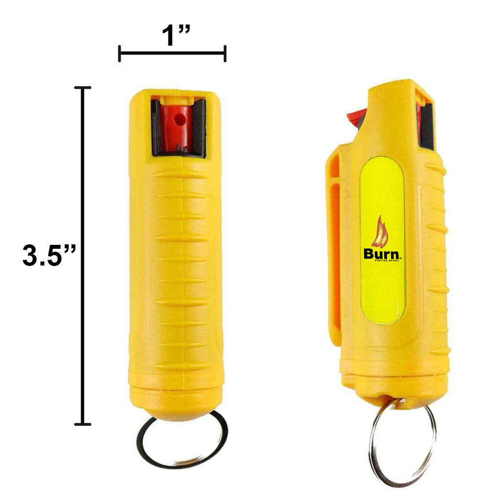 2 Pack BURN Pepper Spray 1/2oz Self Defense Keychcain Security Case Yellow