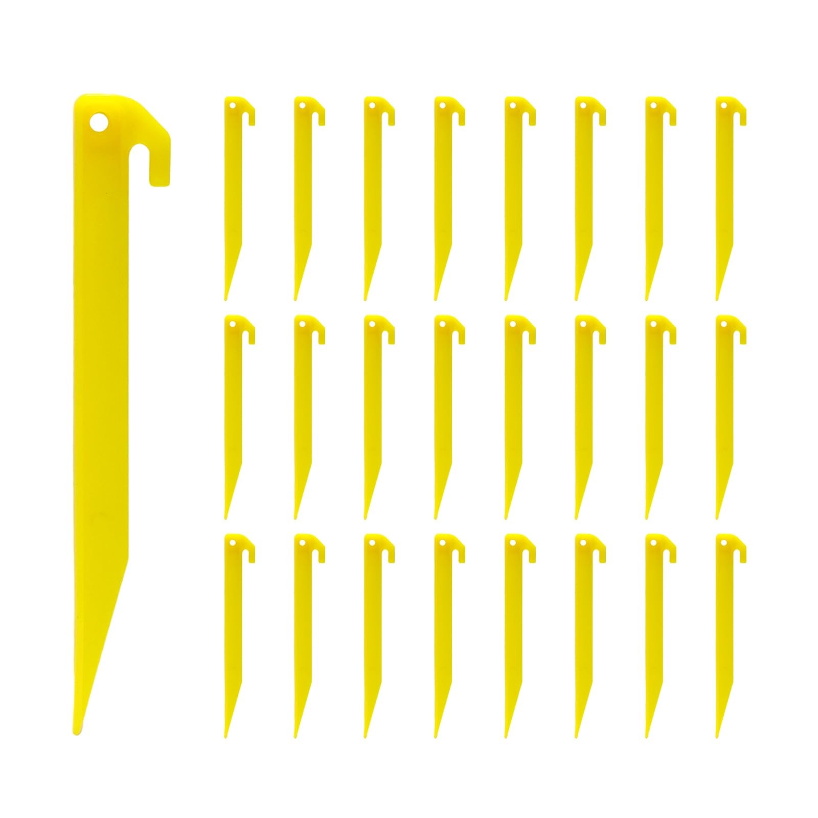 GDLPZM 24pcs 9 inches Plastic Tent Pegs Durable Spike Hook Awning Yellow