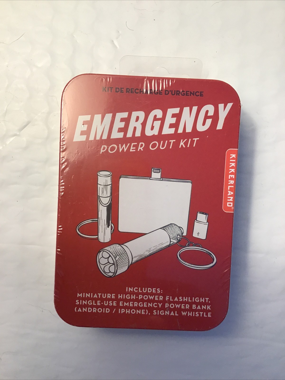 Kikkerland Emergency Power Out Kit – 3 Piece Set in Metal Tin New