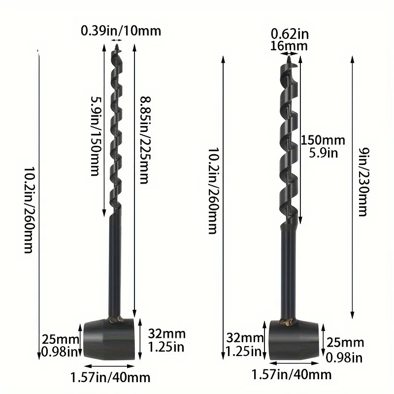 Outdoor survival manual drill bit woodworking extended hand drill black four-edg