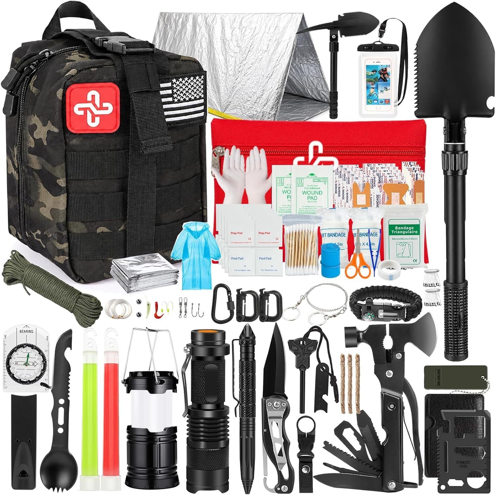 Survival Kit 250Pcs First Aid Molle System Bag Emergency Tent Outdoor Adventure