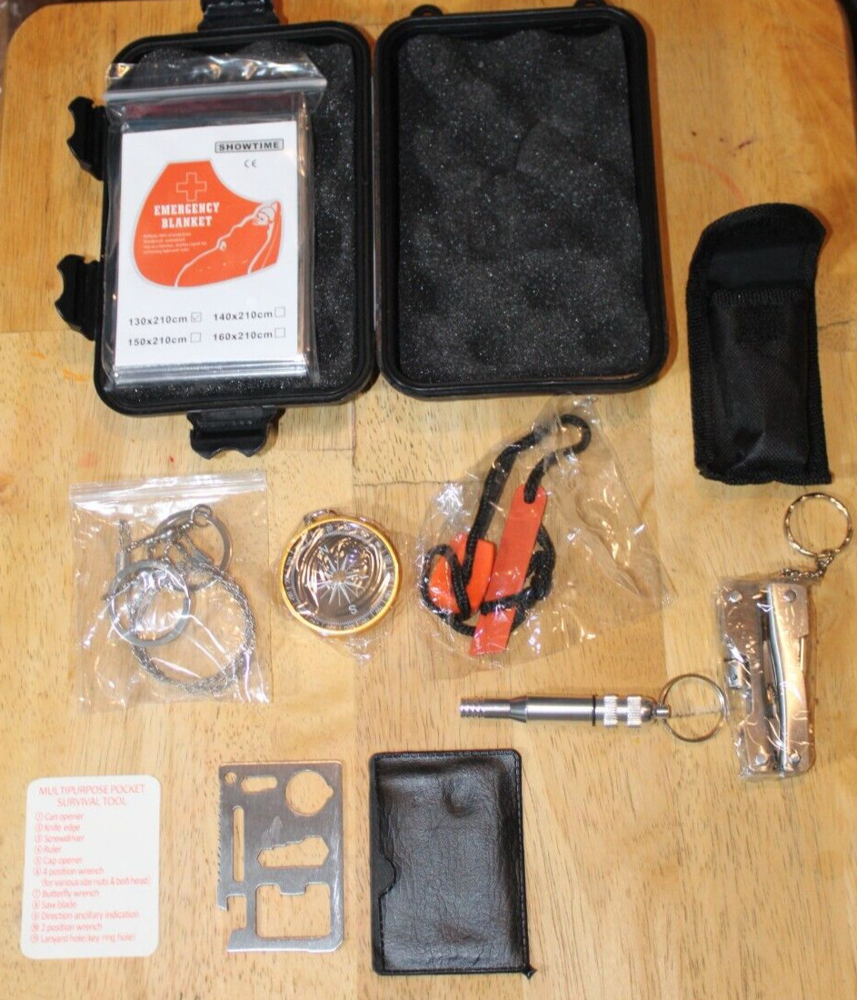 Emdmac Emergency Survival Gear Kit – 11 piece set. multitool knife saw compass