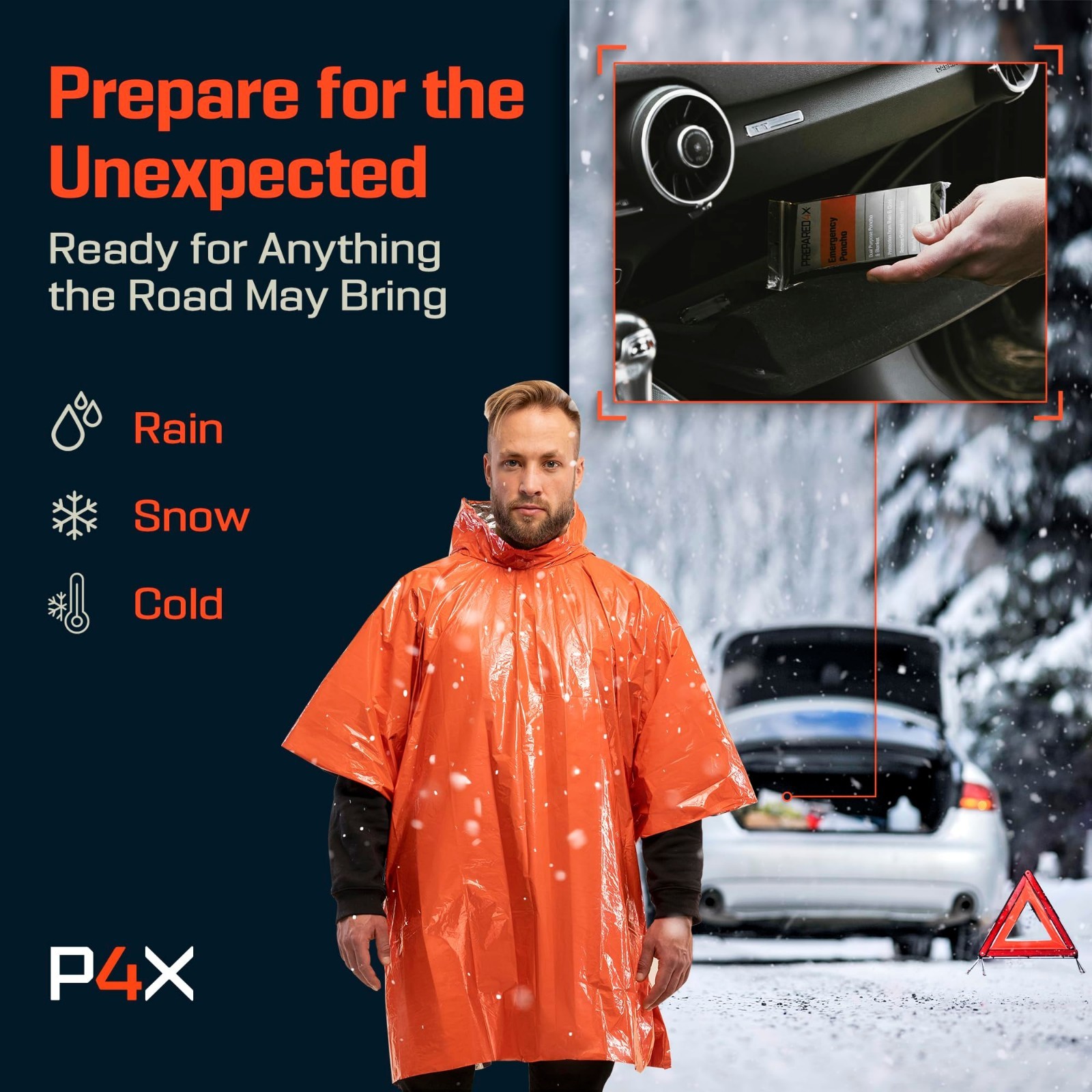 Emergency Mylar Poncho with Hood – Lightweight, Compact Survival Rain Gear for H