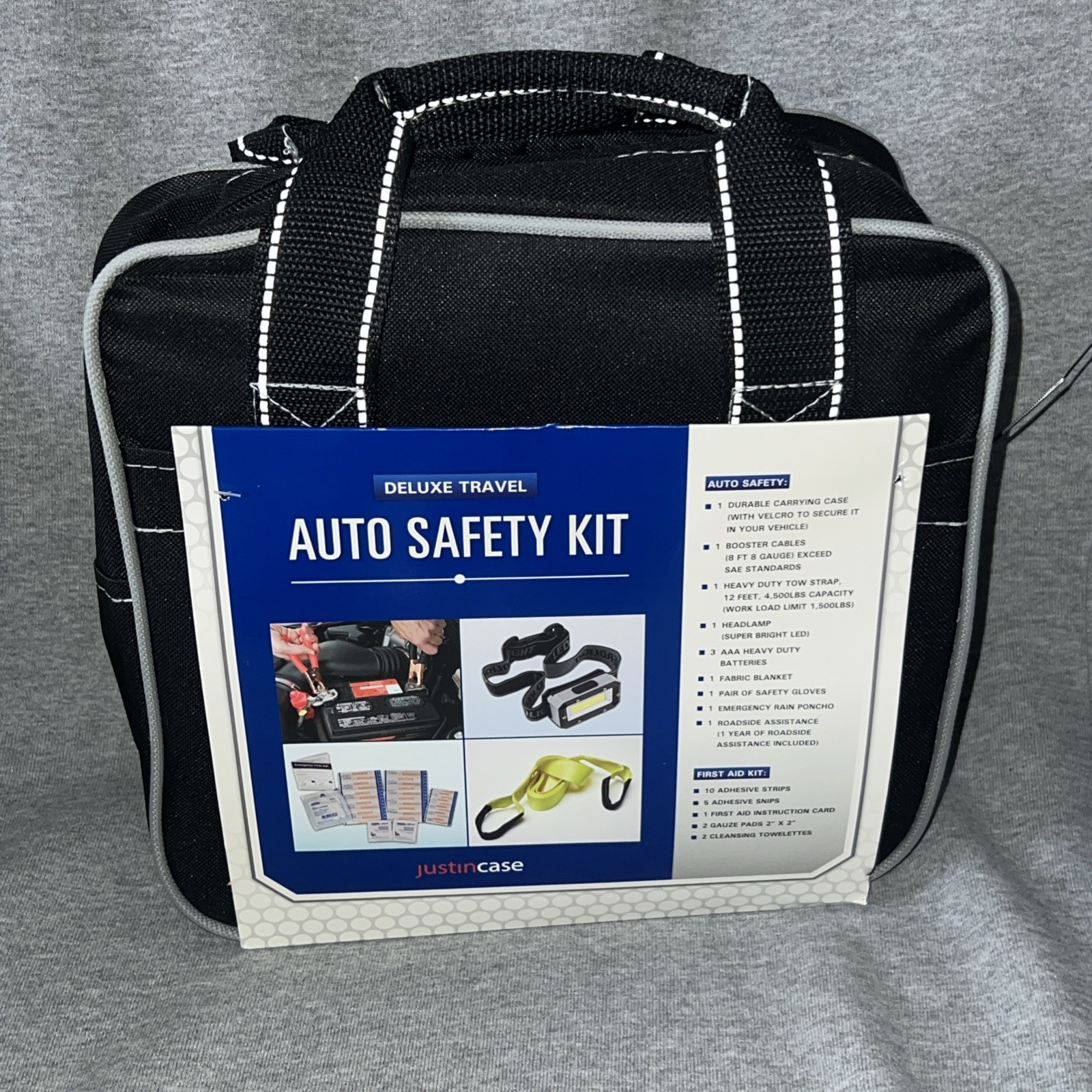 Deluxe Travel Safety Kit Black – Justin Case Auto Safety Roadside Assistance