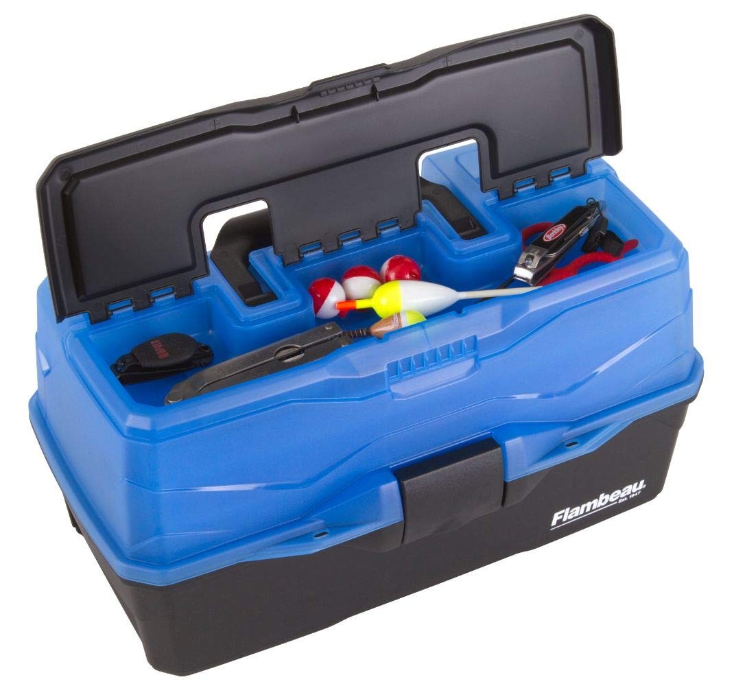 Flambeau Outdoors 6383FB 3-Tray Tackle Box – Classic 3-Tray, Frost Blue/Black