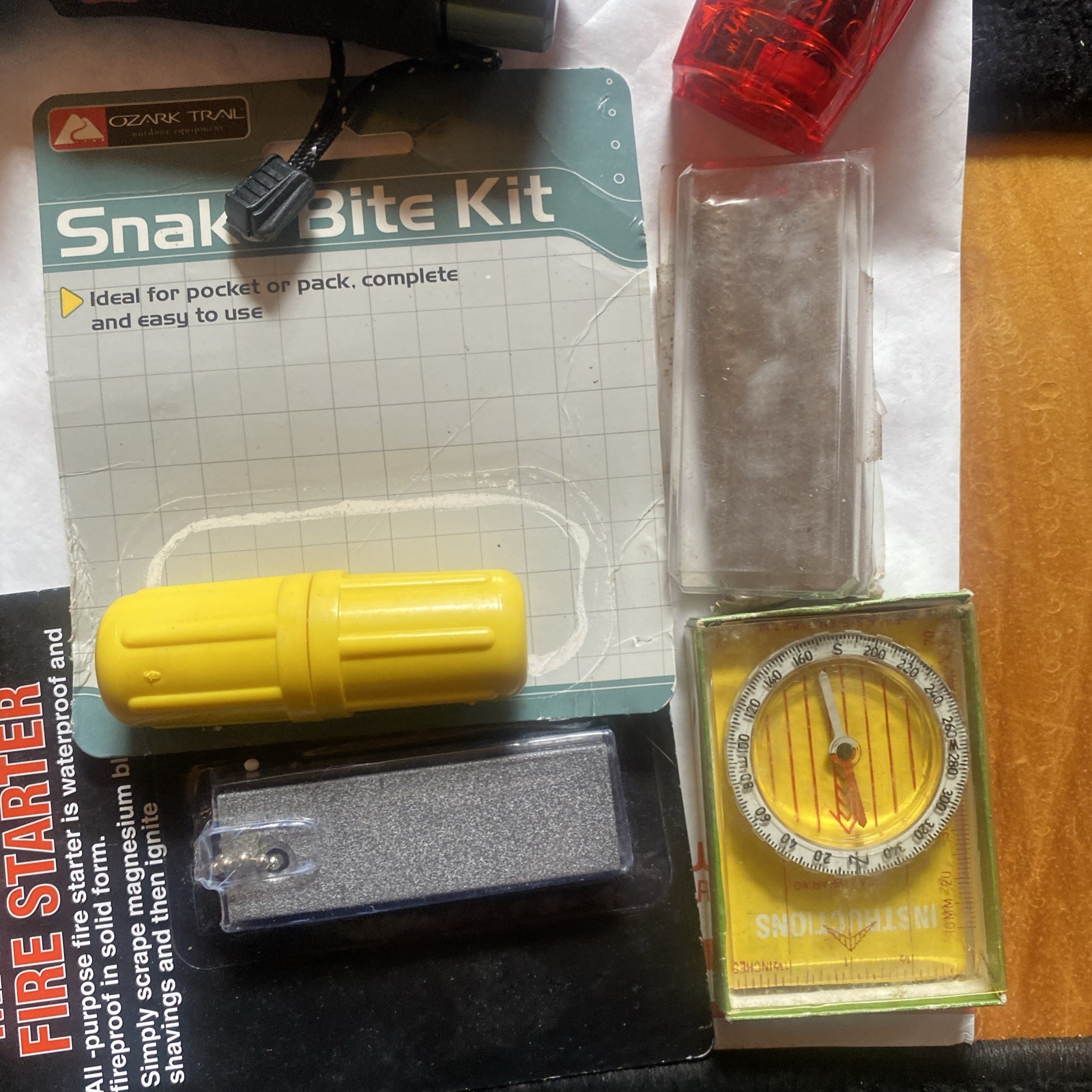 Lot Camping,Car,Hiking,compass, firestarter, snake bite mosquito Light CL3