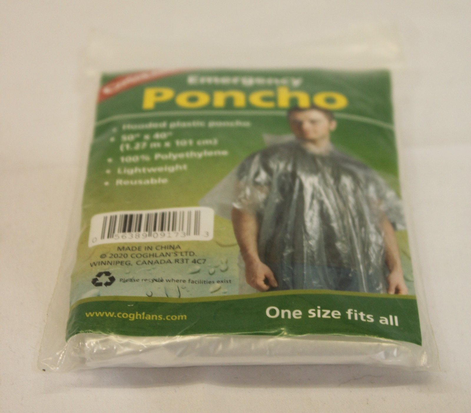 Coghlan’s Unisex Adult’s Emergency Hooded Plastic Poncho EG7 Clear One Size NWT