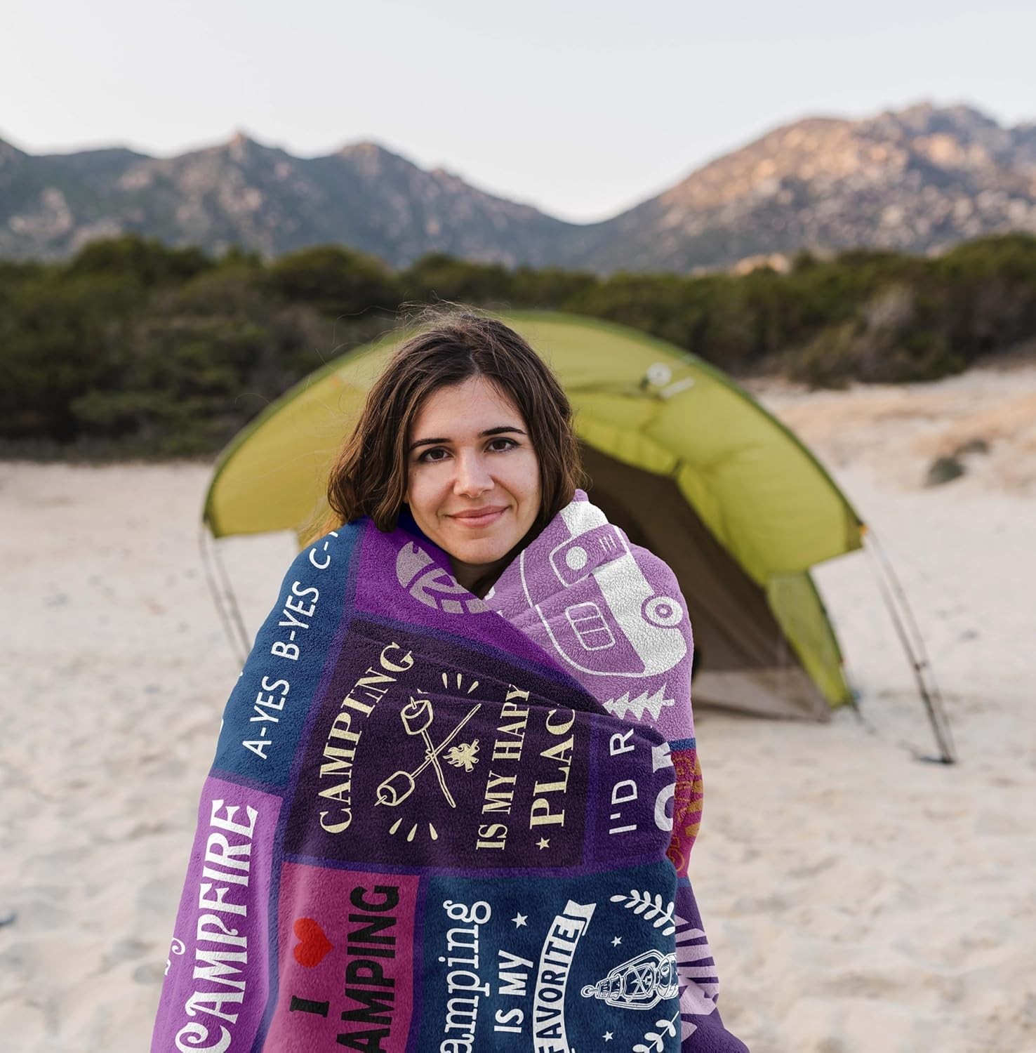 Camping Gift Throw Blanket 60x50in – Soft, Lightweight, All-Season for Camper…