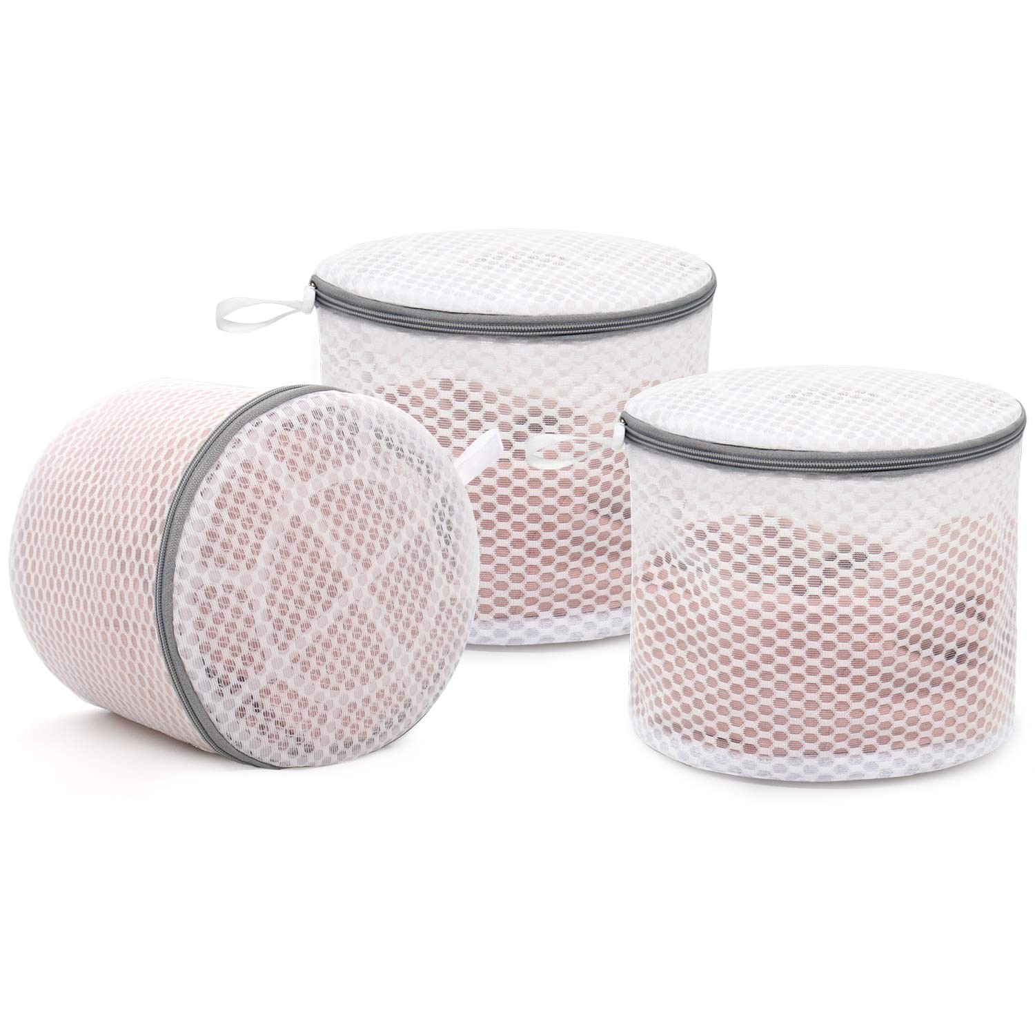 Muchfun 3Pcs Bra Wash Bags, Honeycomb Mesh Laundry Bags for 3 White