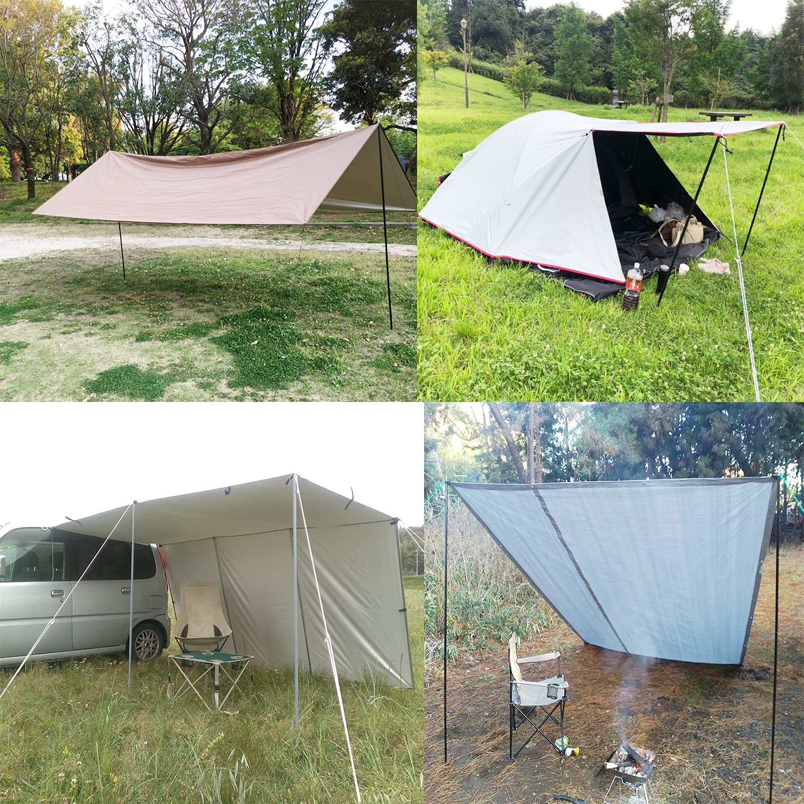 Tent Poles Adjustable Tarp Steel Rods for Canopy Camping Black