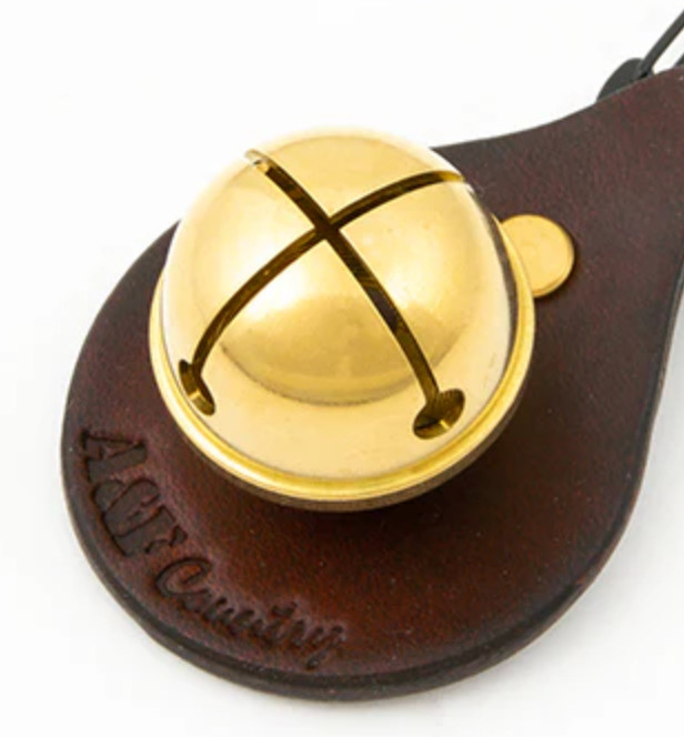A&F Brass Bear Bell Hiking Cowhide Leather Keychain NiteIze Made in Japan