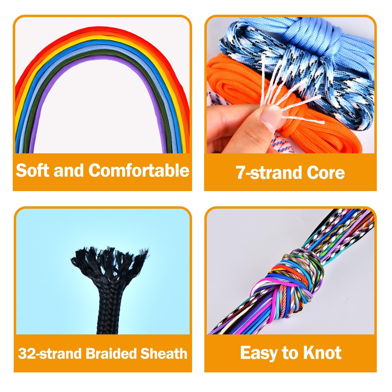 CAMEANE Paracord 21 Colors 13 Feet, 550 Craft Kit for 21 Colors, B
