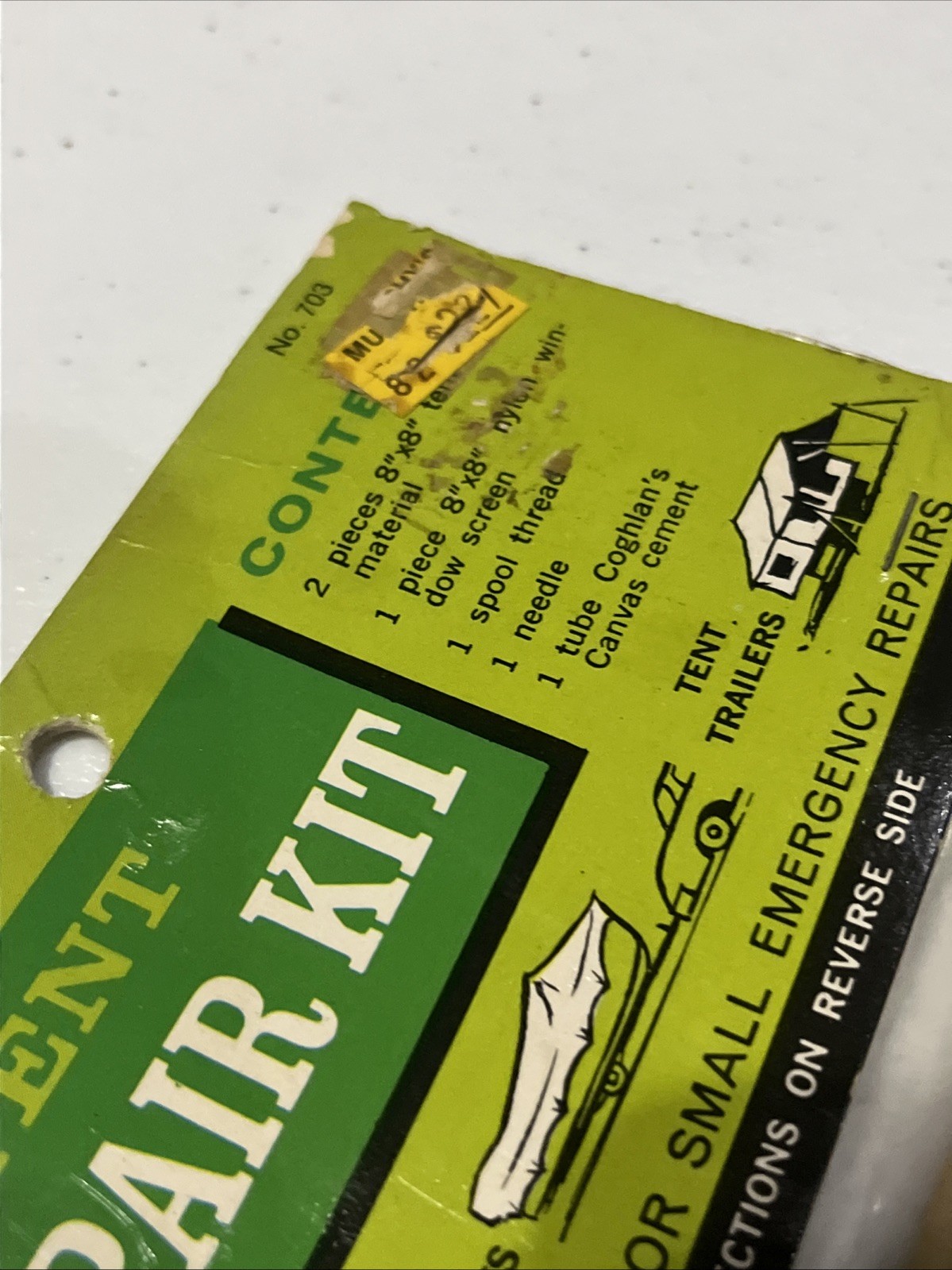 Vintage 1972 Coghlan’s Tents Boats Trailers Repair Kit Damaged New Old Stock