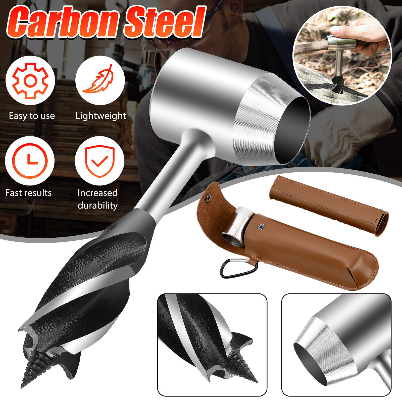 2*Survival Settlers Tool Bushcraft Hand Auger Wrench Scotch Eye Auger Hole Maker