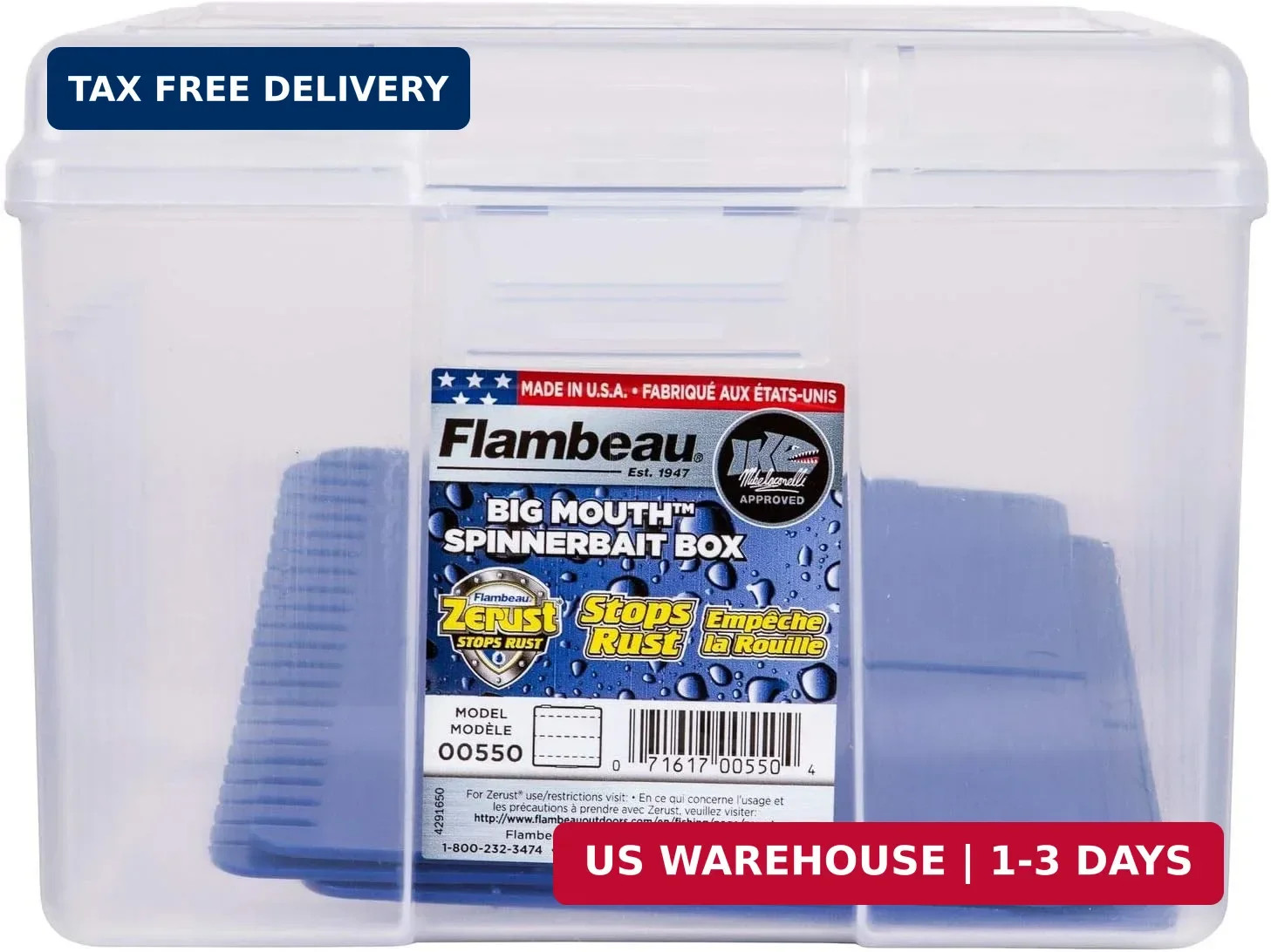 Flambeau Outdoors 00330 Medium Spinnerbait Box, Fishing Bait and Lure Organizer,