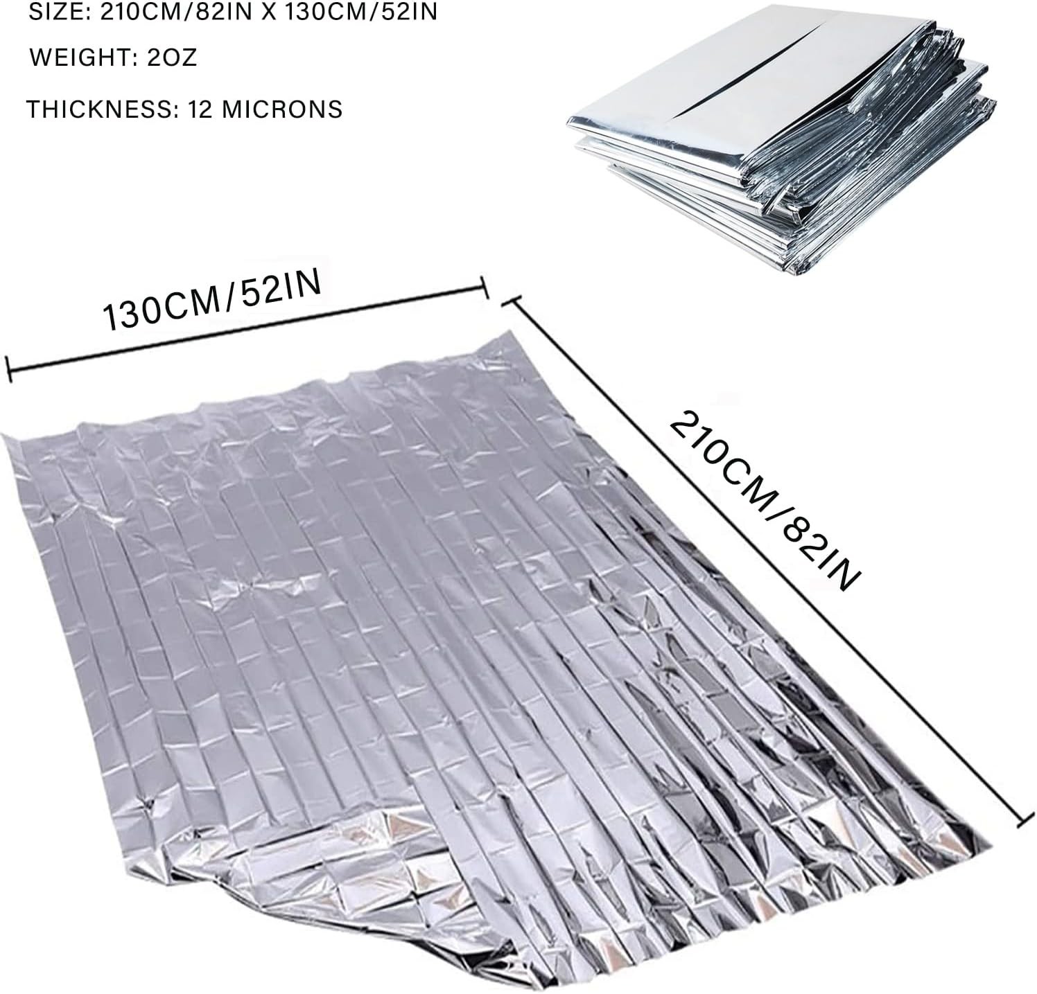 10 Pack Mylar Emergency Blankets Survival Compact Insulated Camping First Aid