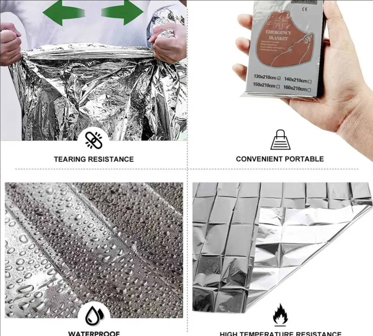 10 Pack Emergency Blanket Thermal Insulation Mylar Survival Safety Heat 54″x 82″