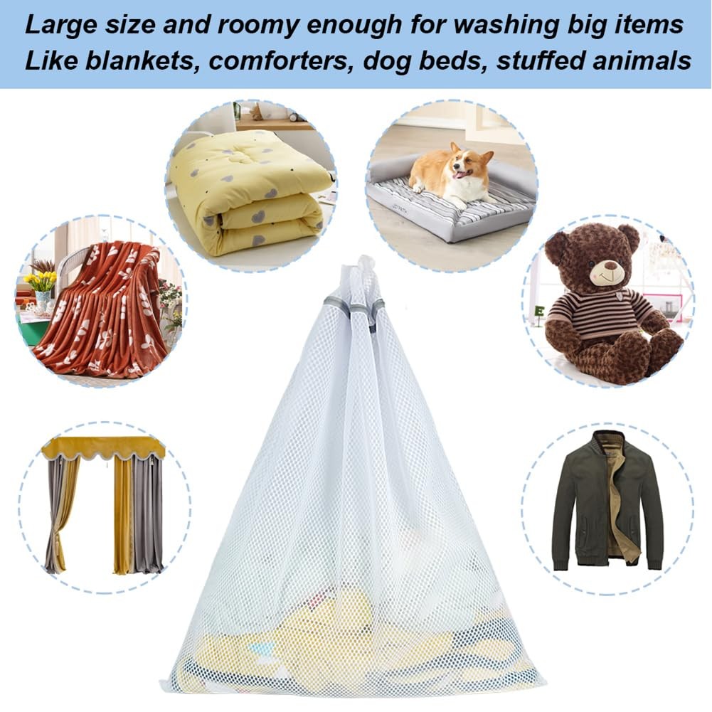 Vivifying Extra Large Mesh Laundry Bag, 2 Pack XXL 2XXL(27″ x 35″), White