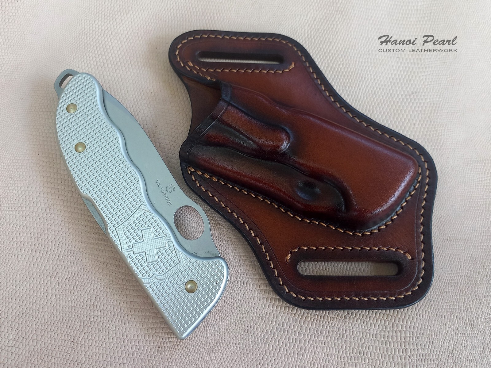 Custom Canted Leather Sheath for SAK Victorinox Hunter Pro Alox [Sheath Only]