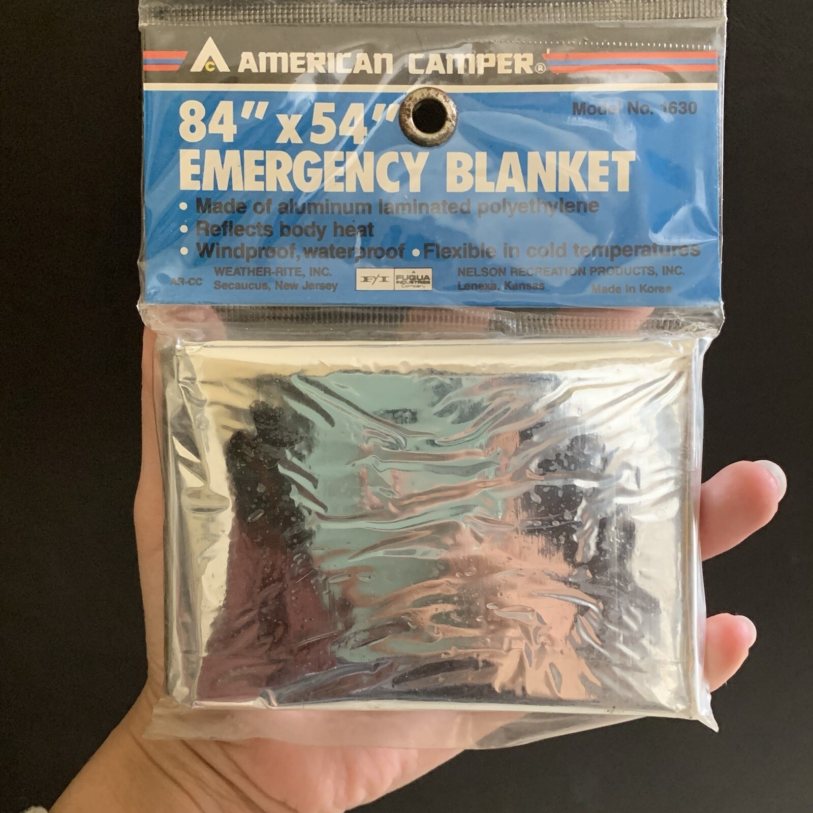 American Camper Emergency Blanket 84”x54” Silver Windproof Waterproof Survival
