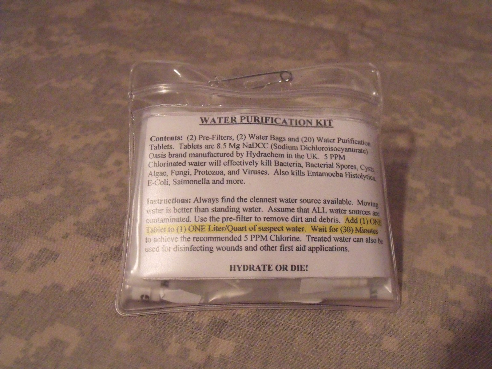 Emergency/Survival DELUXE Water Purification Kit, EDC BOB GHB Compact Kit!