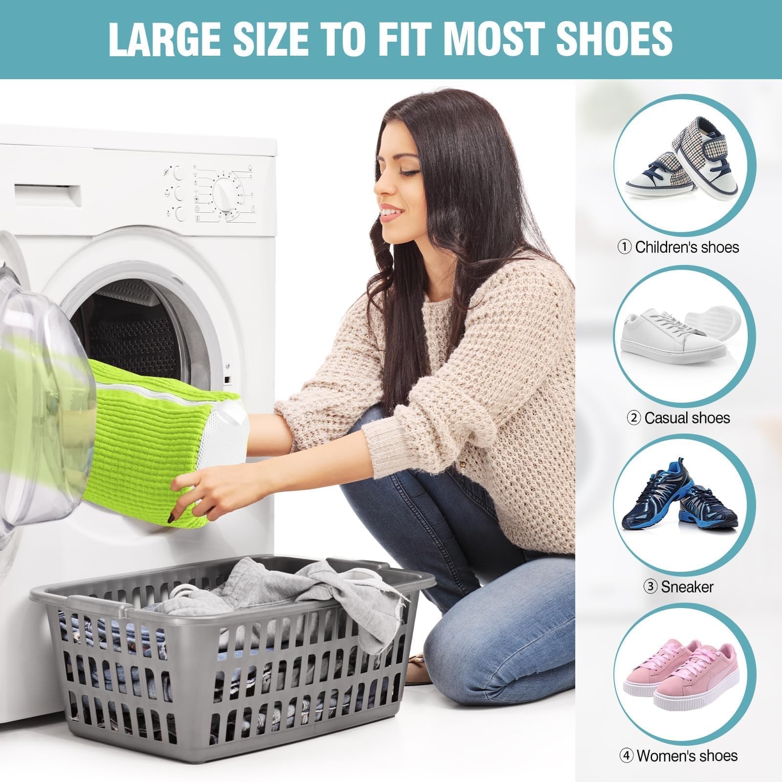 Shoe Washing Machine Bag, Laundry Bag for Washer and 2 PACK, Green