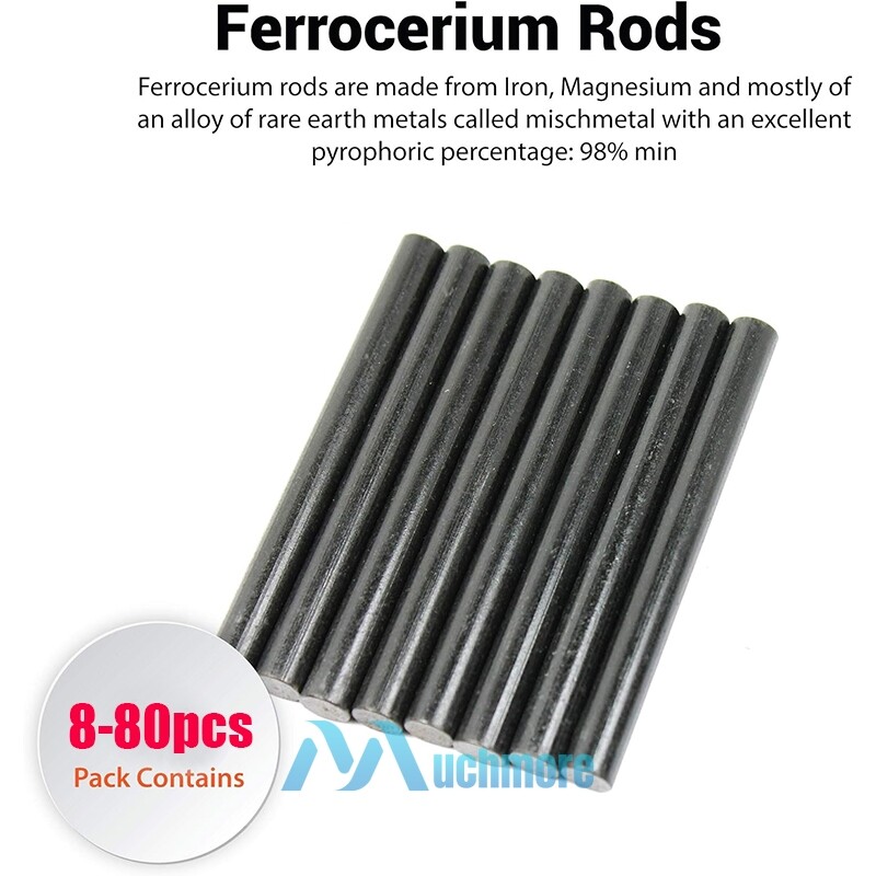 80X 5/16″ Ferrocerium Ferro Flint Fire Starter Survival Camping Rods Lighter Kit