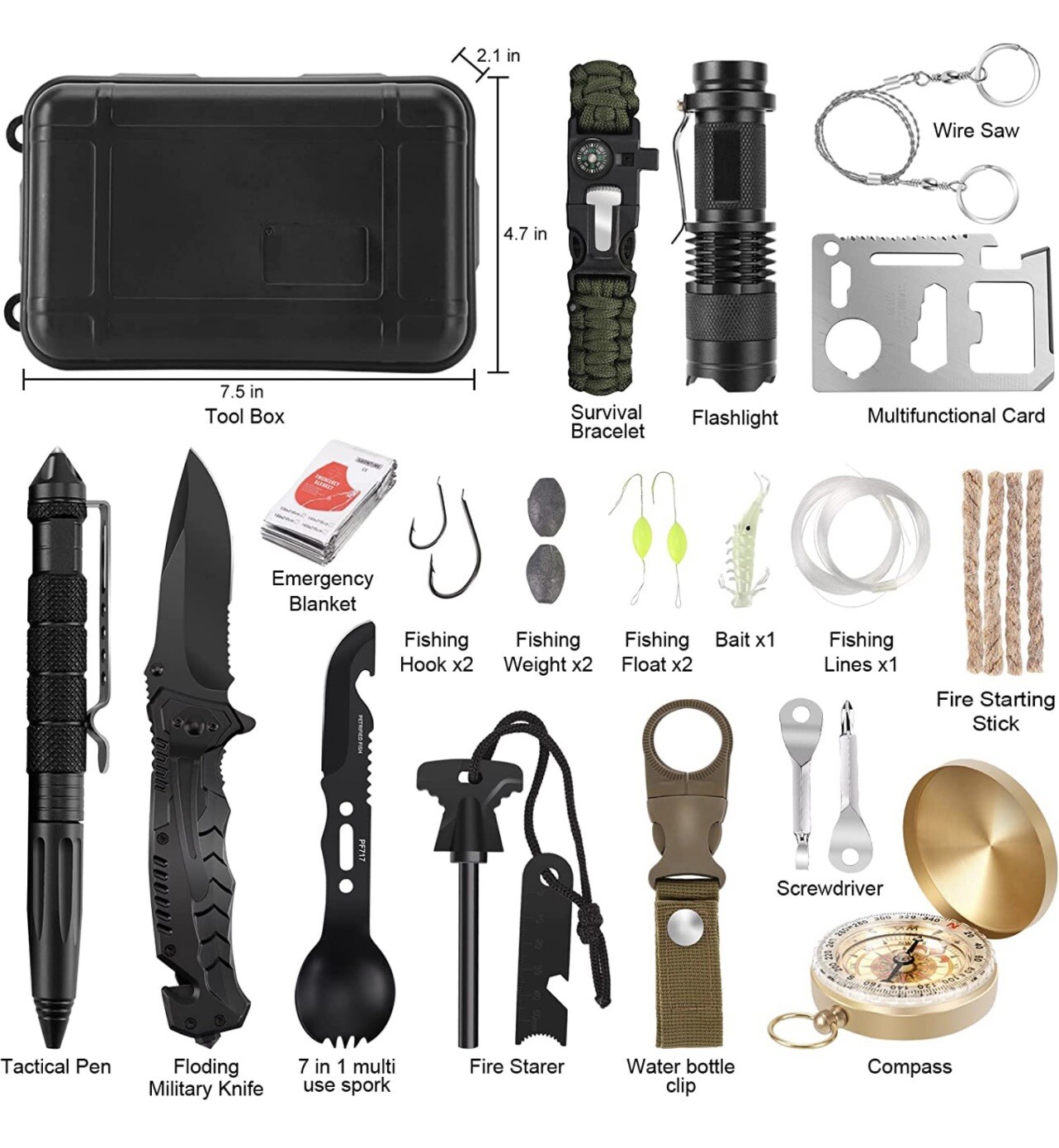 28 In 1 Survival Gear Kit Equipment Outdoors Camping Hiking Supplies Men Dad