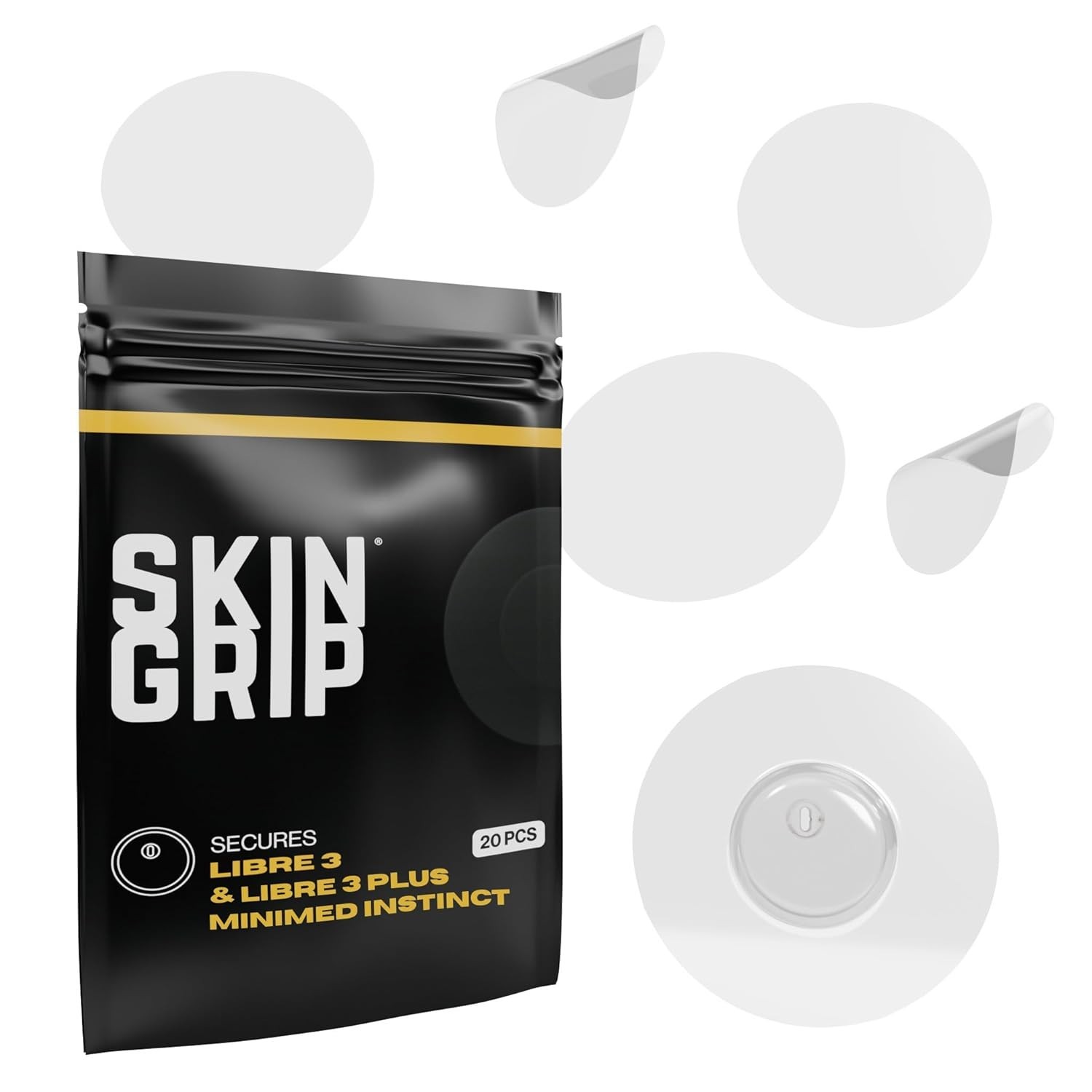 Pre-Cut Clear Adhesive Patches for Libre 3 Sensors – 20 Pack