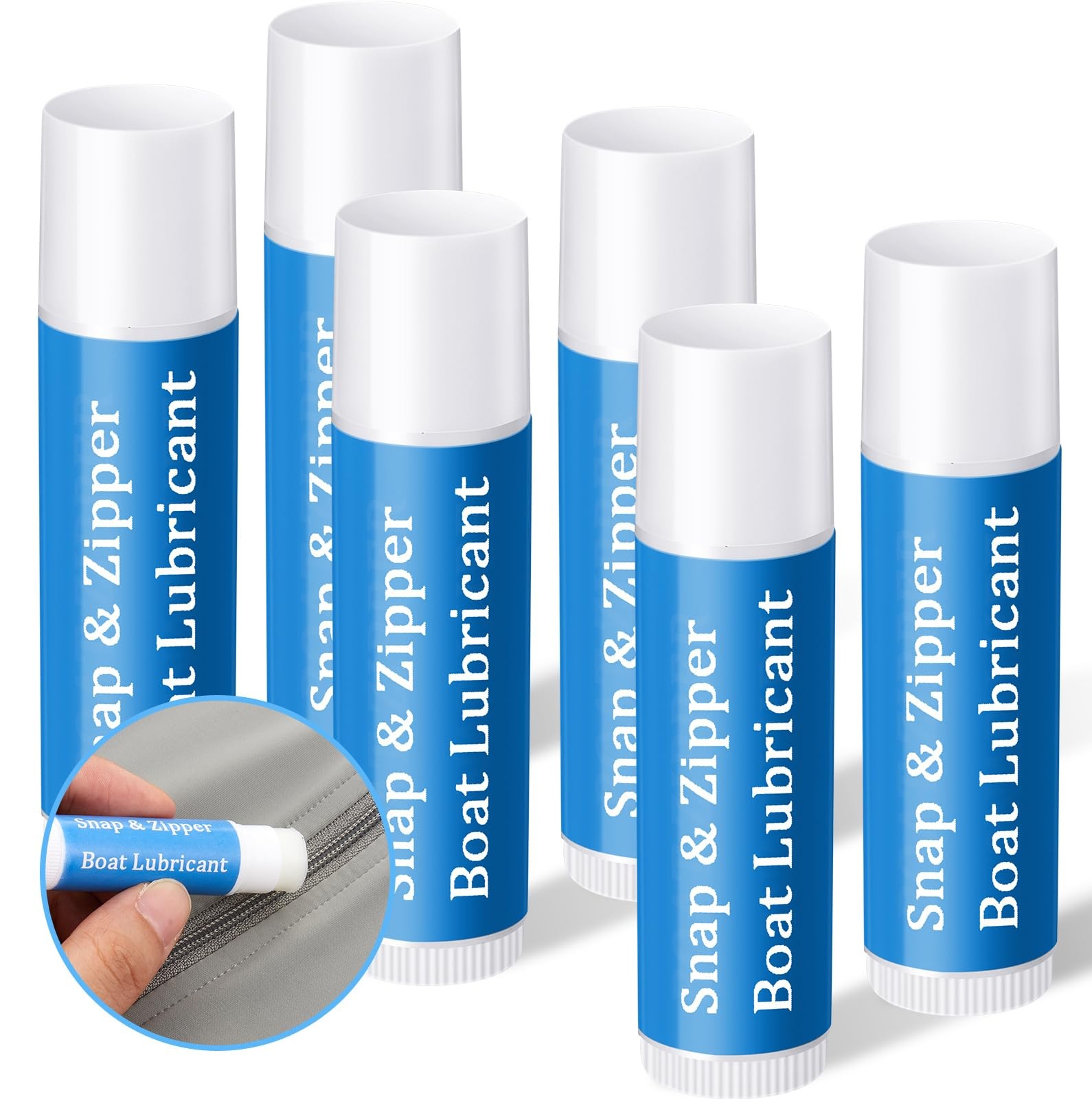 Fiada 6 Pcs Snap and Zipper Lubricant, Wax Marine Lube White, Blue