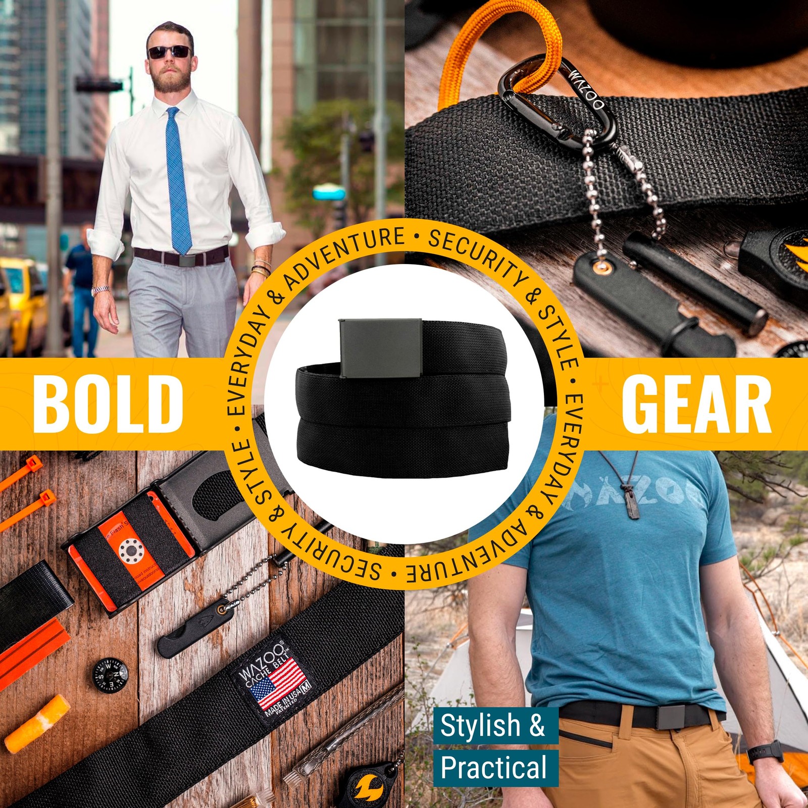 Cache Belt for Men with Pocket, Adjustable Anti-Theft Nylon Belt with Stainle…