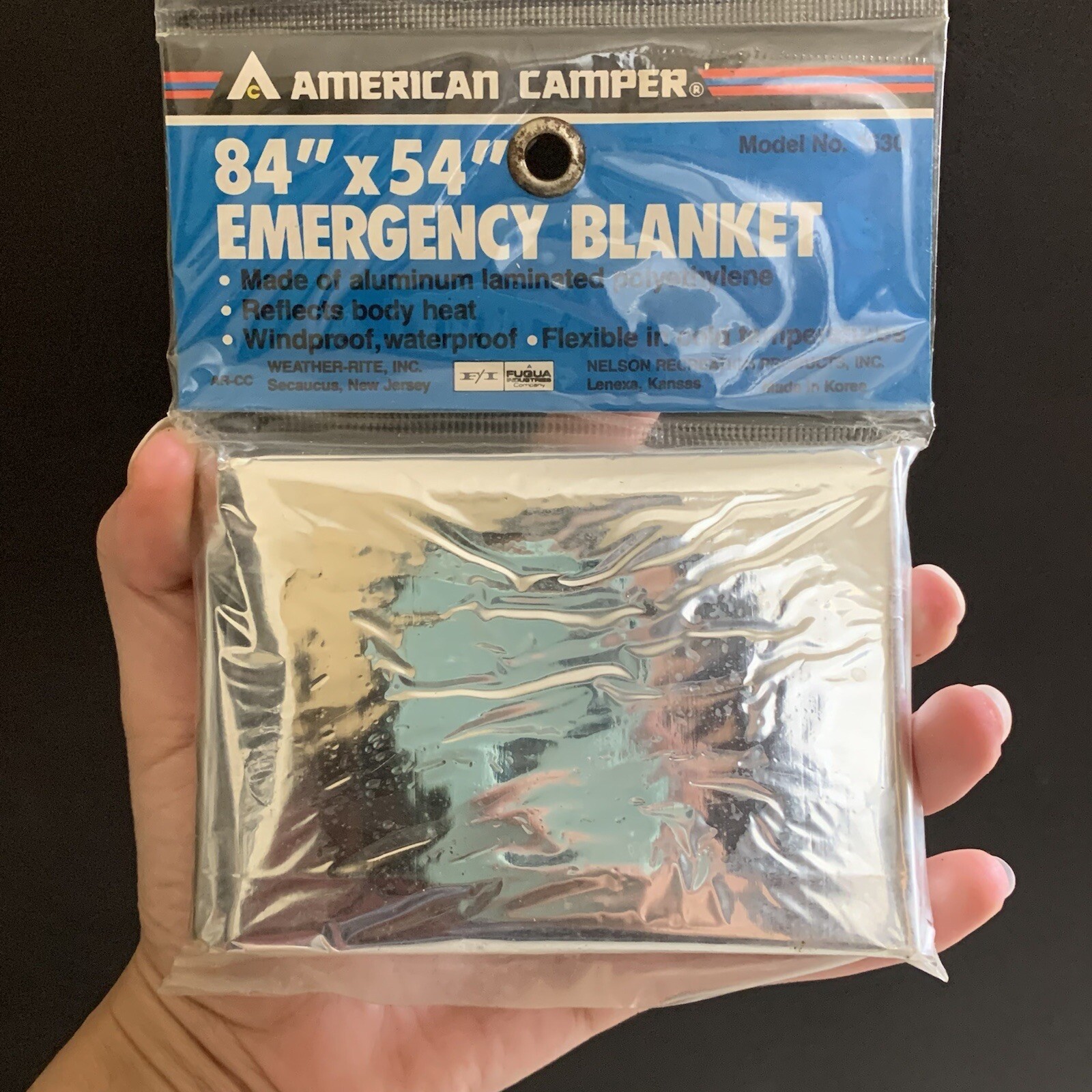 American Camper Emergency Blanket 84”x54” Silver Windproof Waterproof Survival