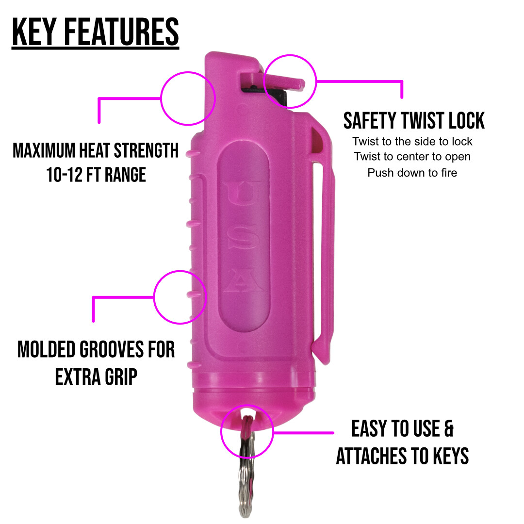 3 Police Magnum pepper spray .50oz hot pink molded keychain defense protection