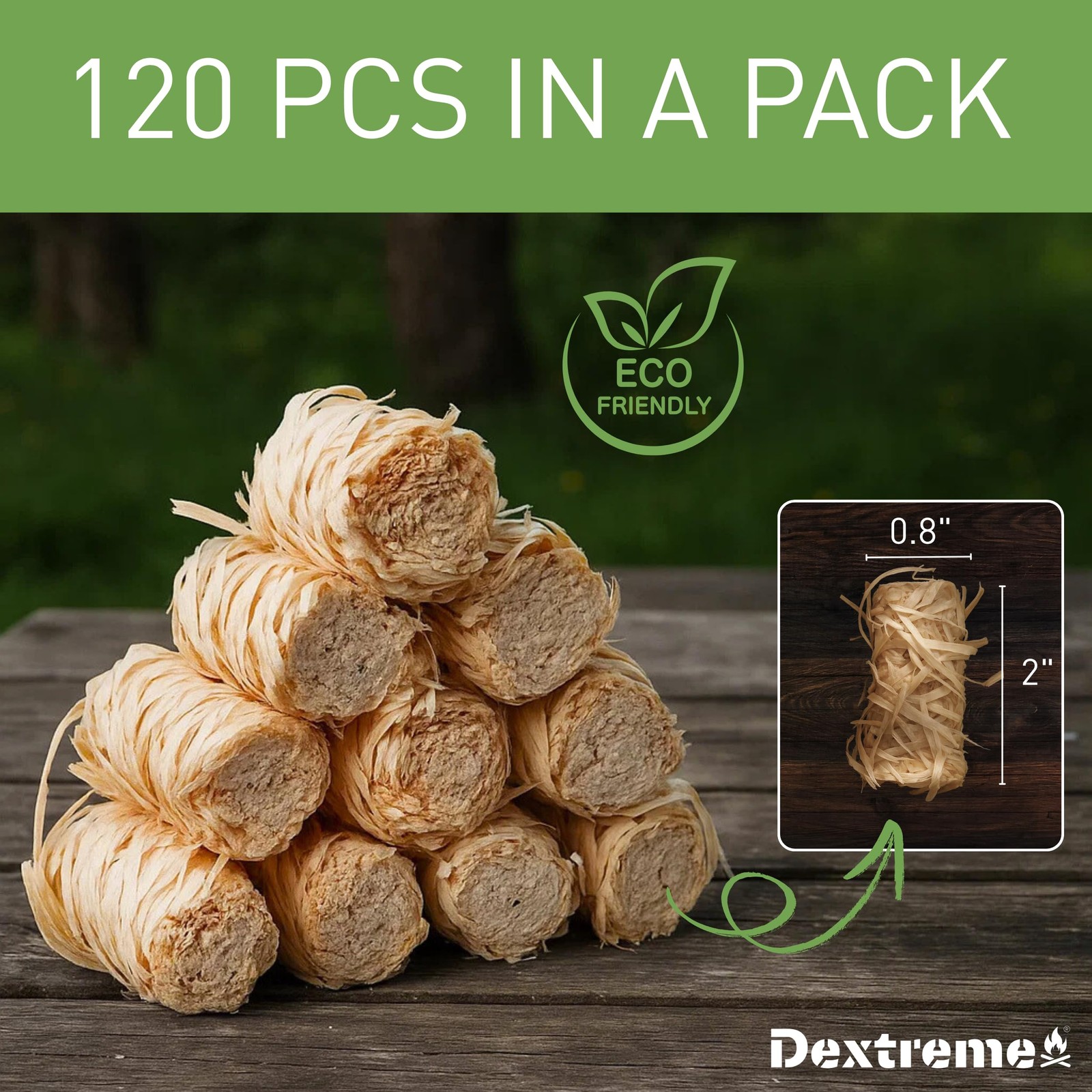 Dextreme Fire Starter (120 PCS) Natural Starters for Nature Pine