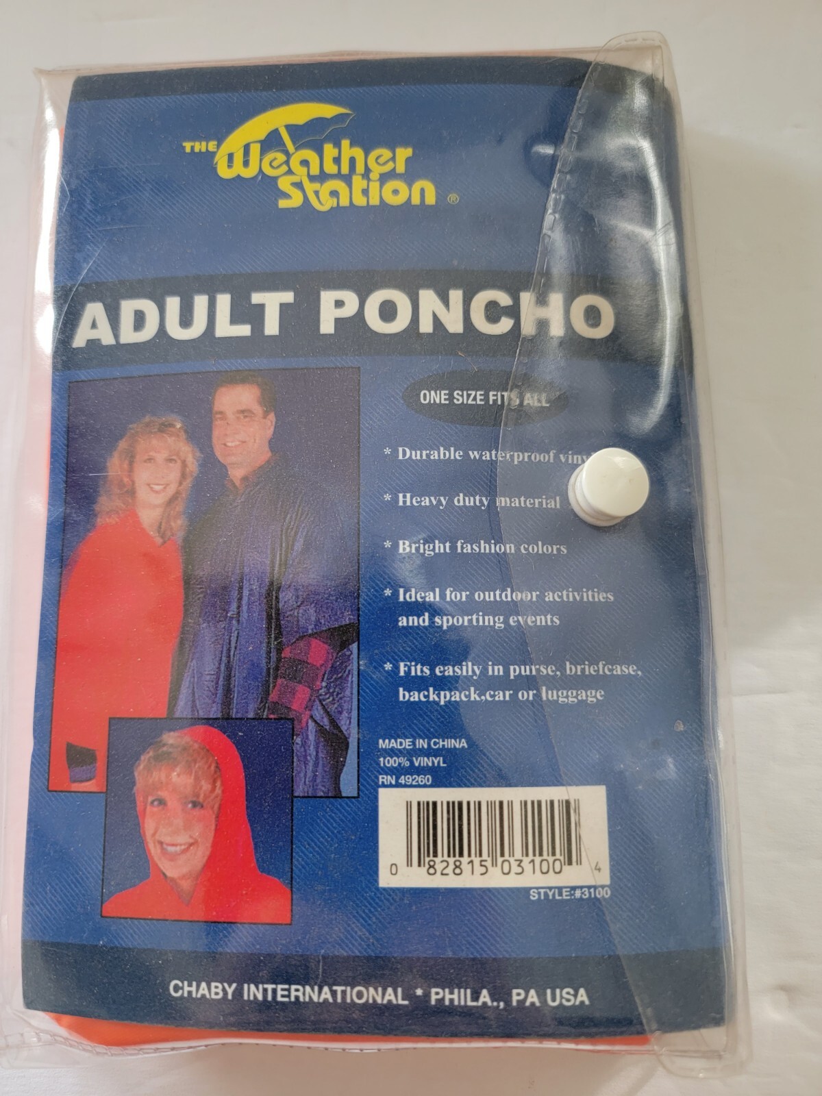 The Weather Station Adult Poncho Vintage Bright Tangerine Orange