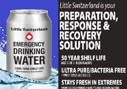 Little Switzerland 50 YEAR SHELF LIFE EMERGENCY WATER 24-12oz CANS