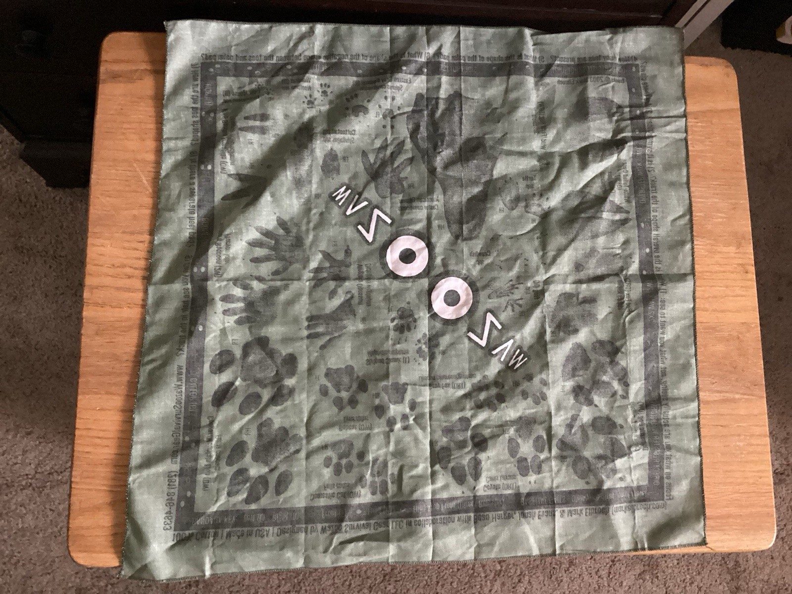 Wazoo Survival Gear Bandana for Outdoor Camping Tracking Animal Paw Footprints