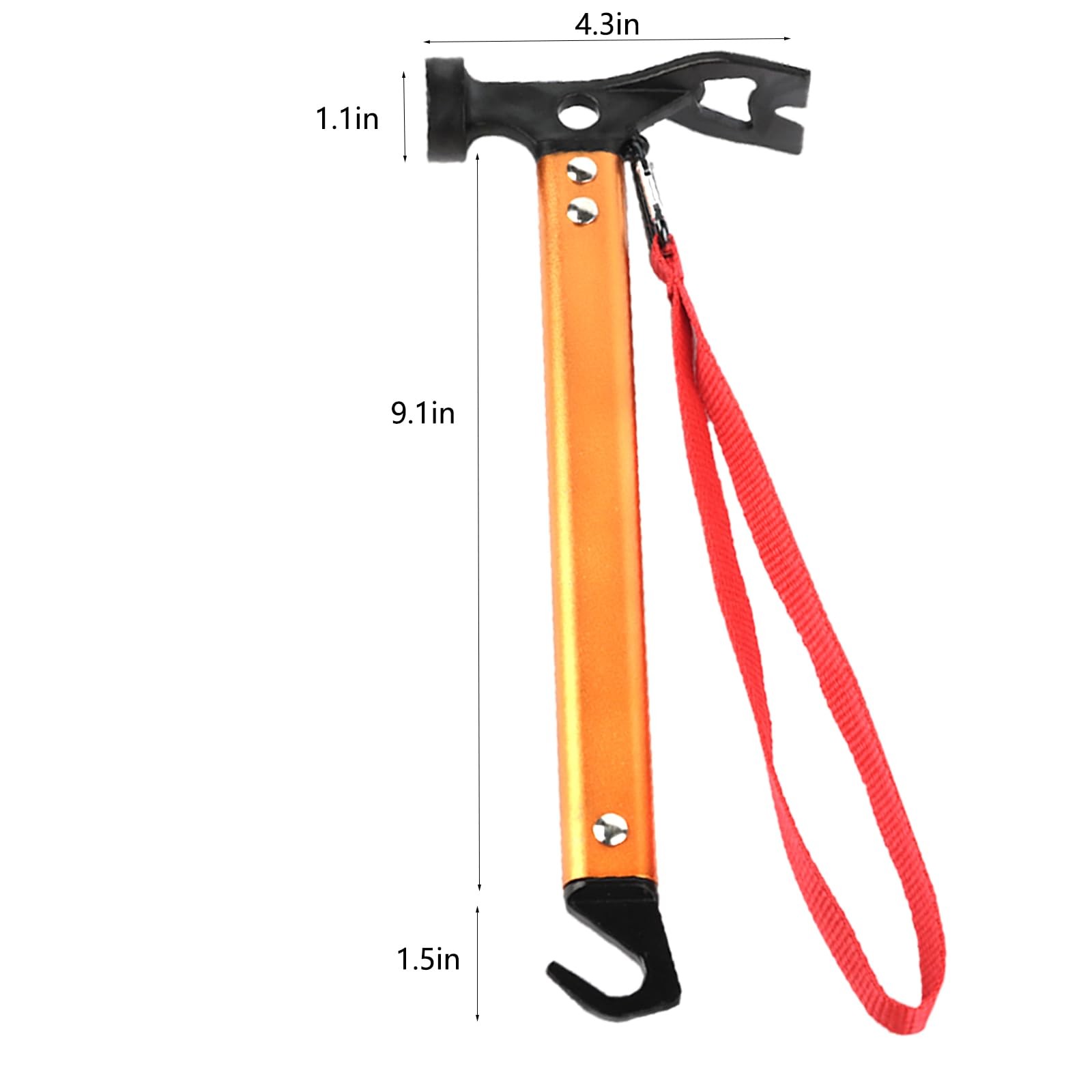 Carbon Steel Aluminum Camping Hammer, 12″ Small Lightweight Orange
