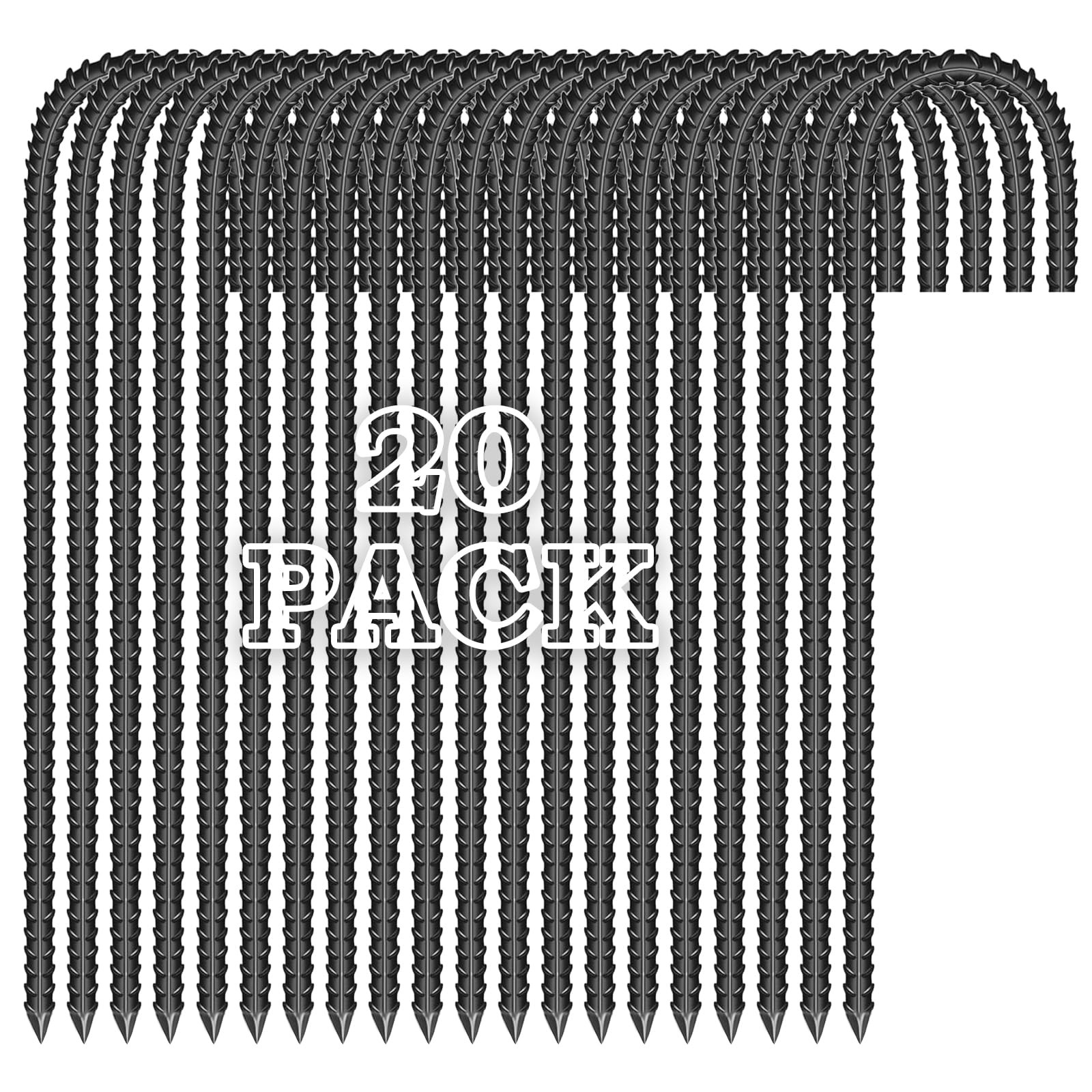20 Pieces 12-Inch Metal Garden Ground Stakes Galvanized Steel J SHAPE, 20PCS