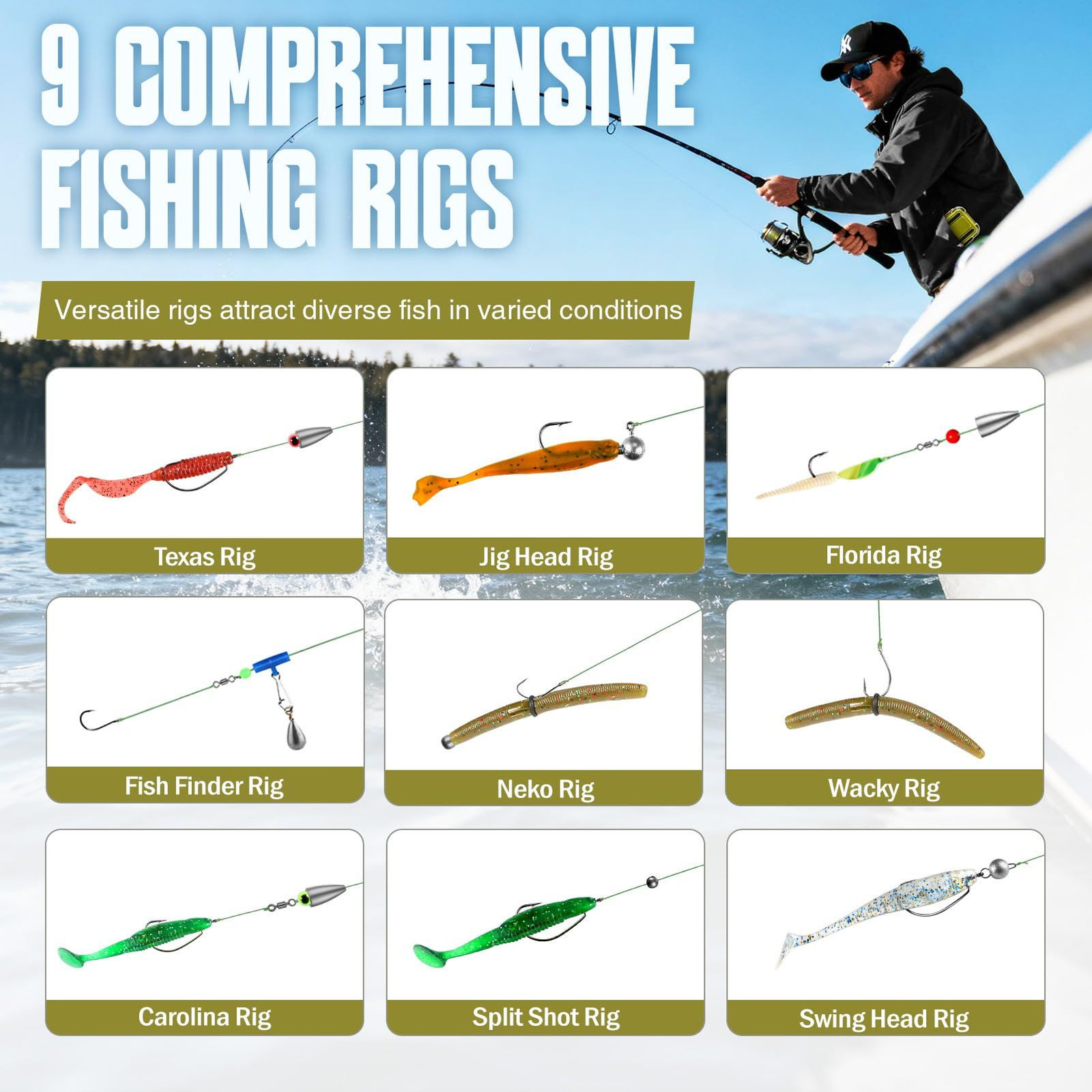 TOPFORT 187/343pcs 6.3 x 3.7 x 1.8 inches, 251pcs Fishing Accessories kit