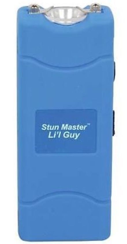 STUN MASTER POLICE Stun Gun BLUE 12 MV Mini Rechargeable LED Flashlight Case NEW