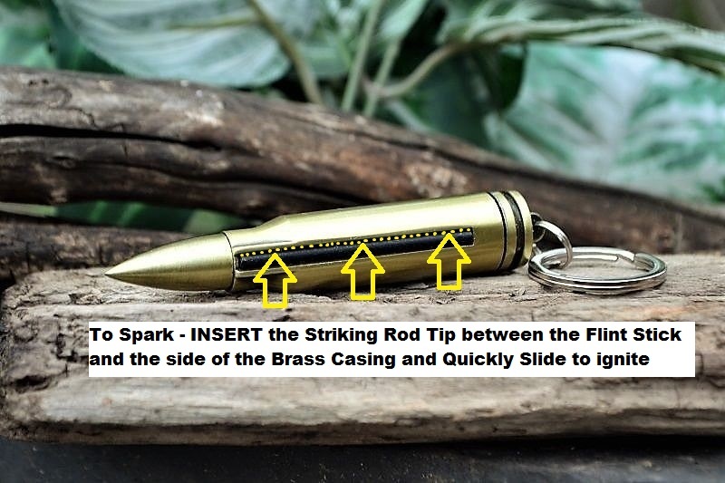 Bullet Permanent Match – Fire Starter Lighter – Camping Survival Gear Key Ring