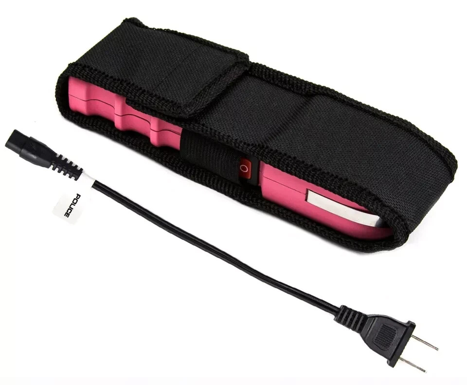 POLICE Stun Gun 928 Max Volt Heavy Duty Rechargeable LED Flashlight Pink