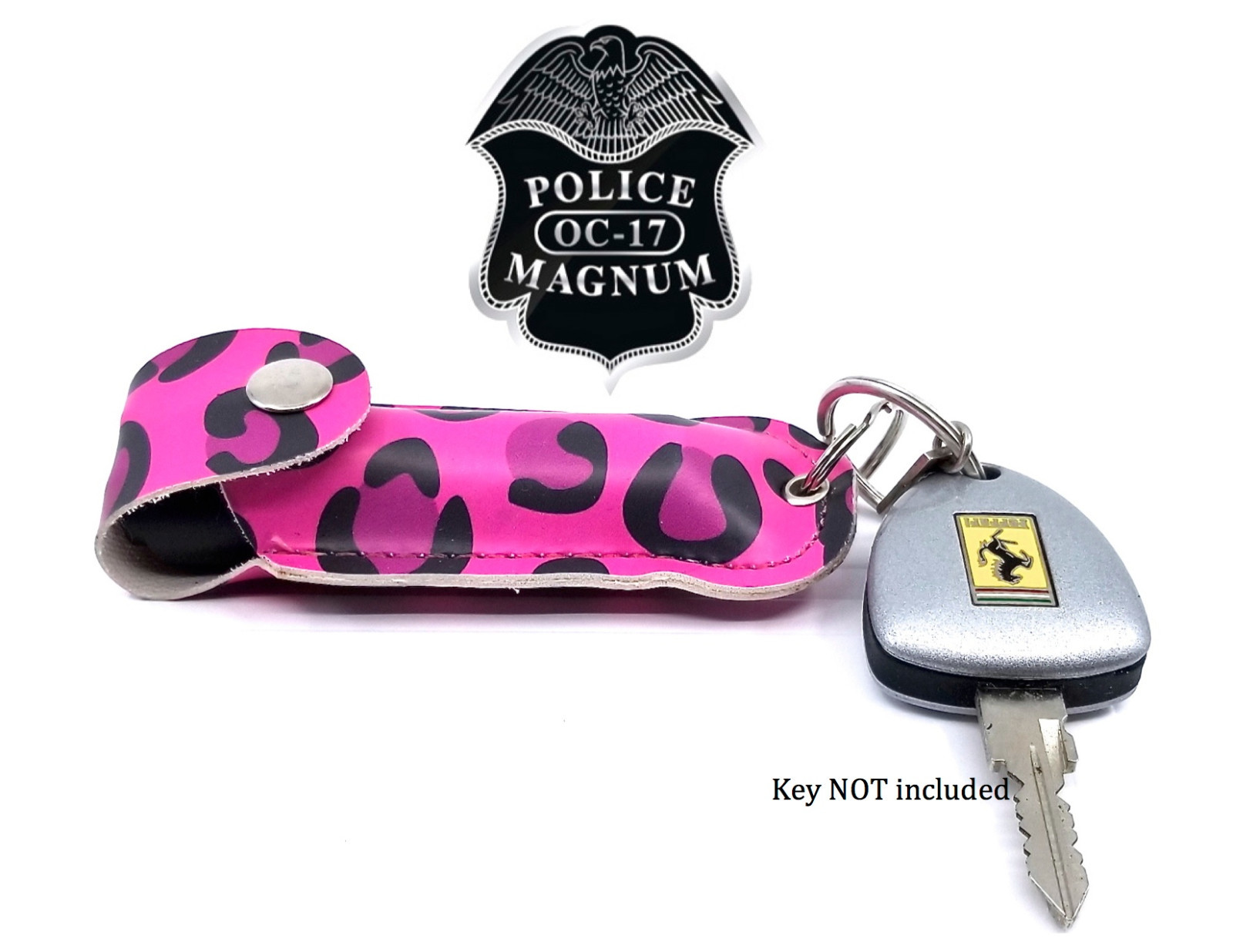 2 Police Magnum pepper spray .50oz pink doodle keychain holster safety defense