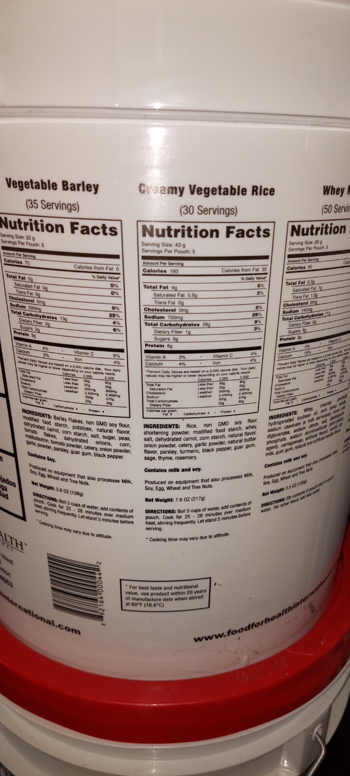 *Ships frm Canada* Food for Health Food Bucket 275 serv Emergency Survival Food