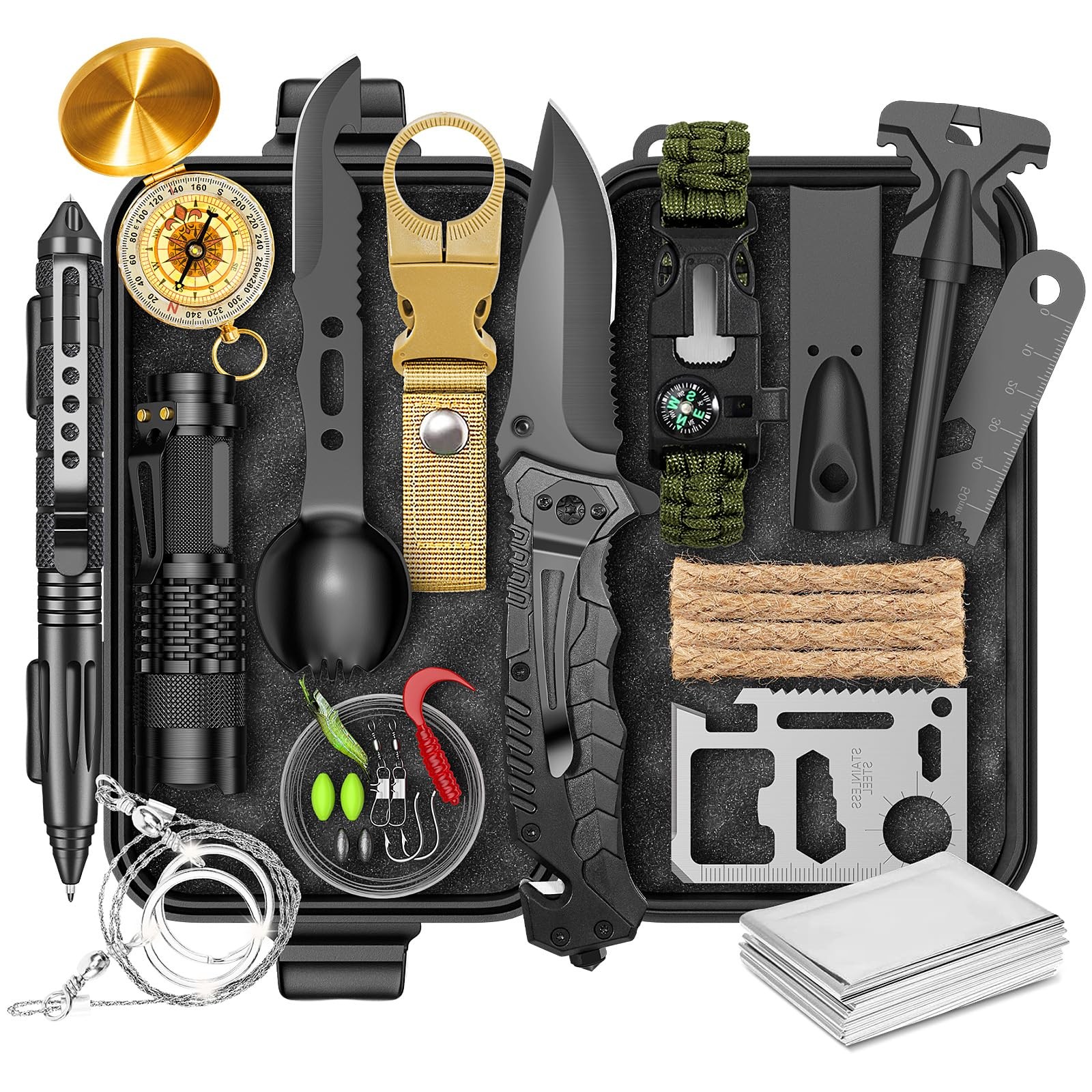 Gifts for Men Him Dad, Survival Kit and Equipment 25 Pcs, 97.18 cubic”