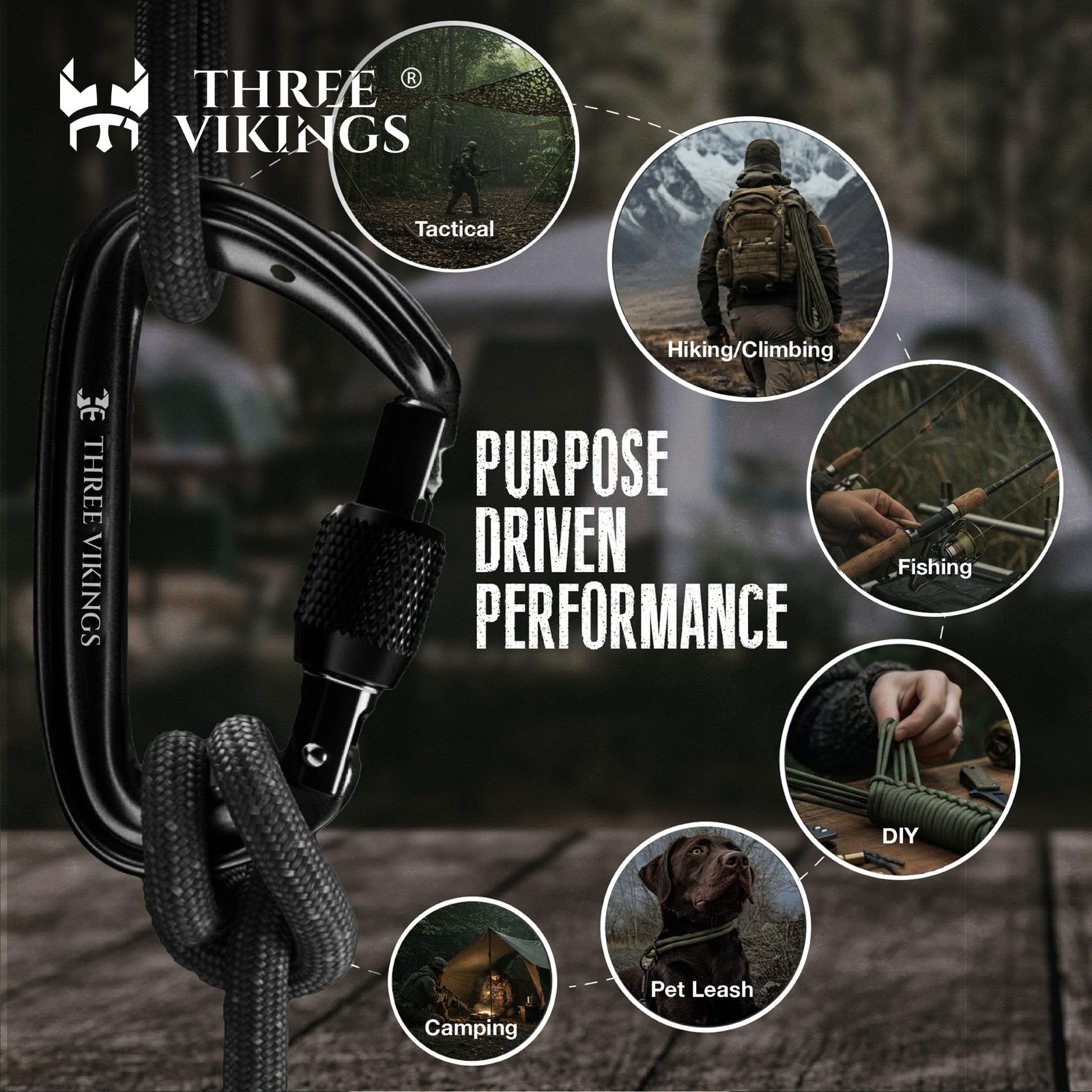 Three Vikings Paracord Rope – Made in USA – 750lb – 100% 50 ft, Olive Drab