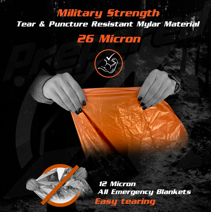 PREPARED4X Mylar Emergency Ponchos, 3 – Packs