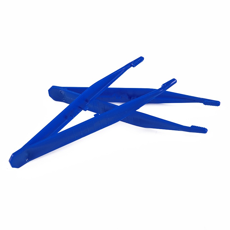 10pcs Plastic Blue Tweezers Medical Beads Disposable Tweezers Tools Force.MC